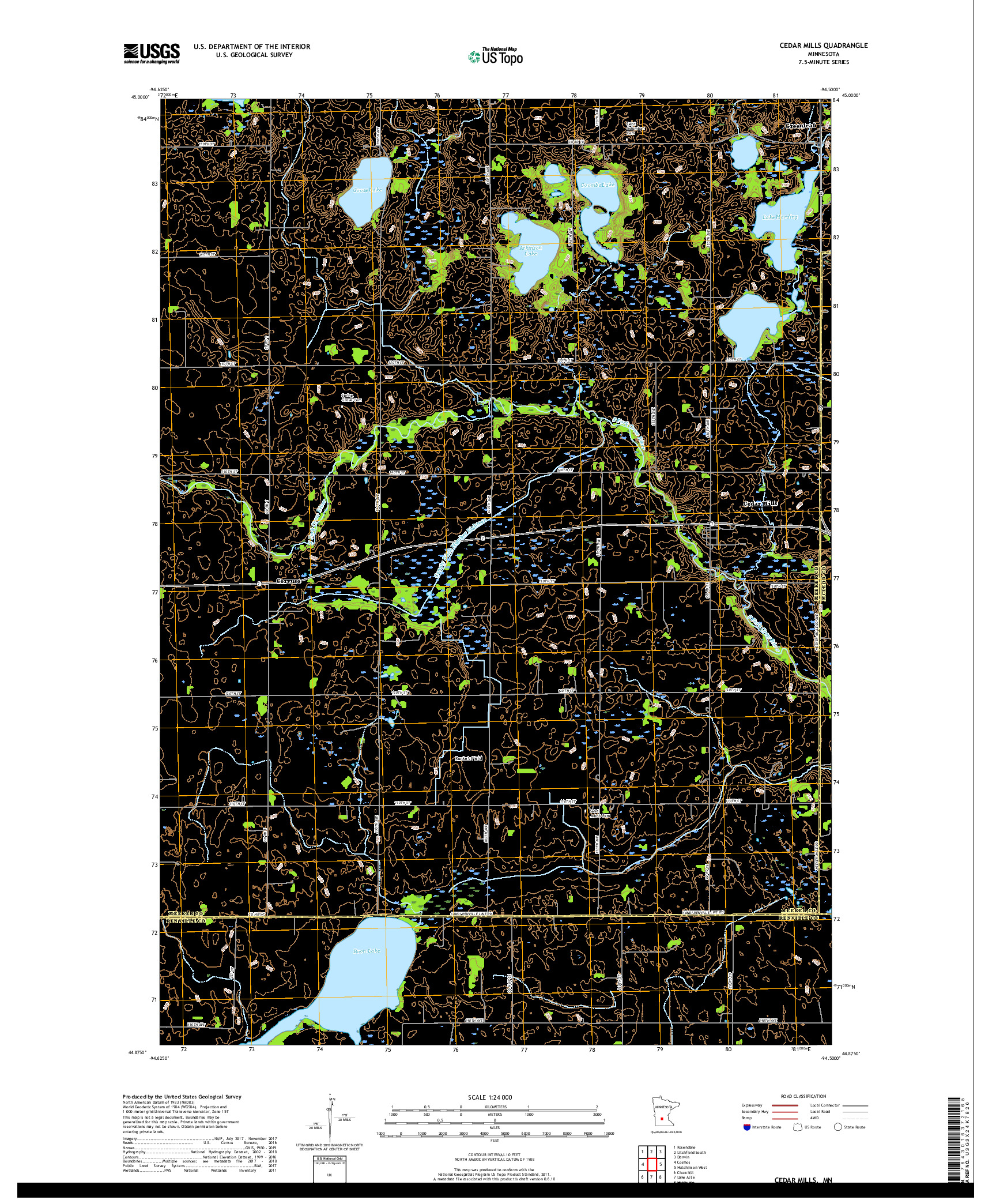 USGS US TOPO 7.5-MINUTE MAP FOR CEDAR MILLS, MN 2019