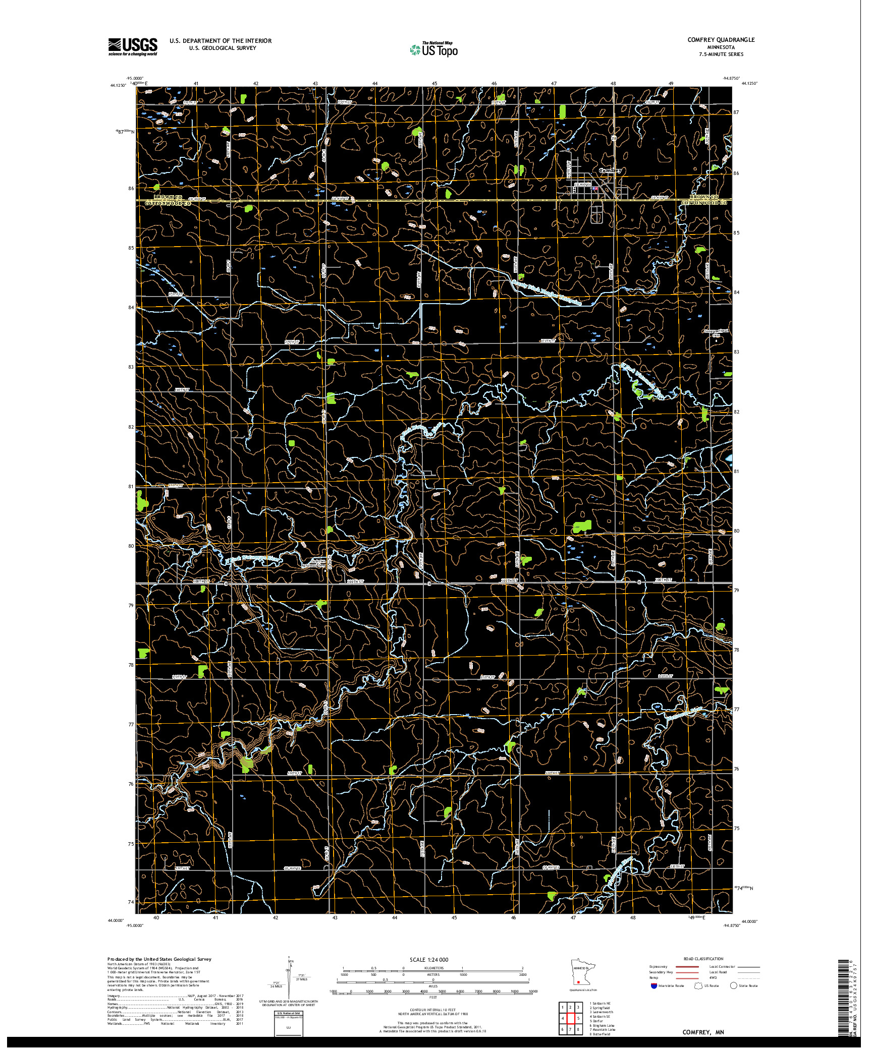 USGS US TOPO 7.5-MINUTE MAP FOR COMFREY, MN 2019