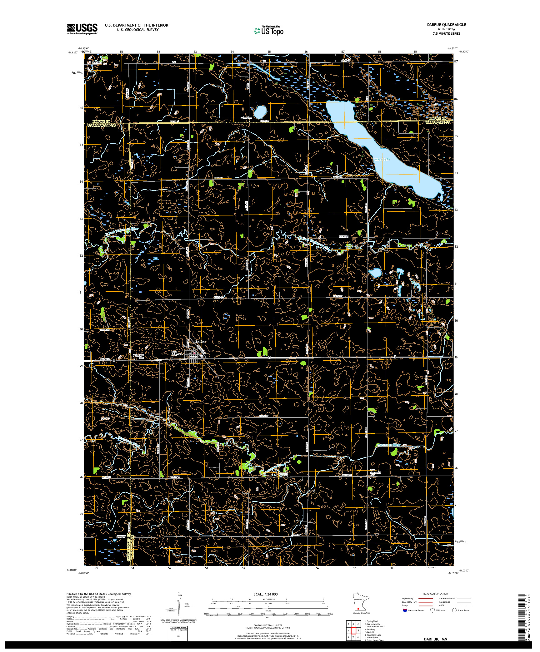 USGS US TOPO 7.5-MINUTE MAP FOR DARFUR, MN 2019