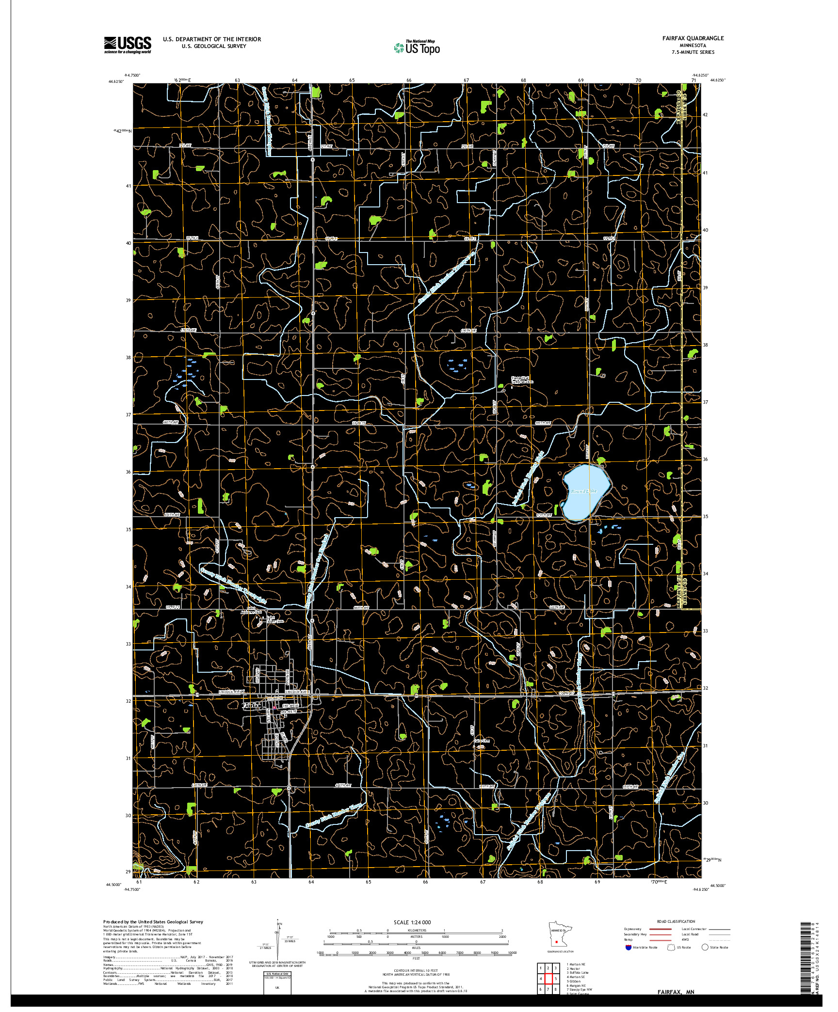 USGS US TOPO 7.5-MINUTE MAP FOR FAIRFAX, MN 2019