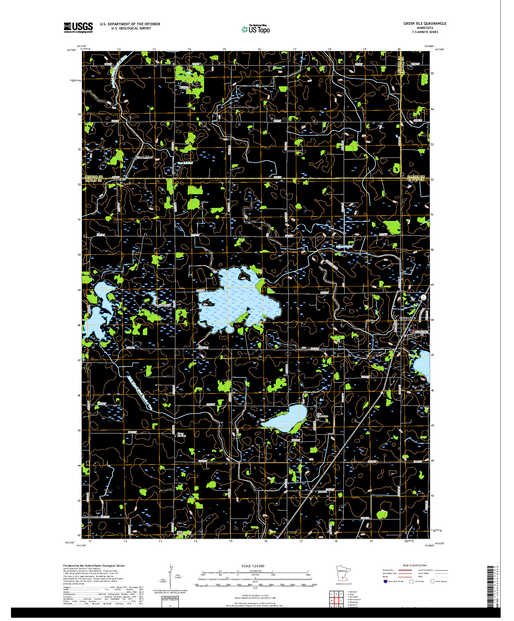 USGS US TOPO 7.5-MINUTE MAP FOR GREEN ISLE, MN 2019