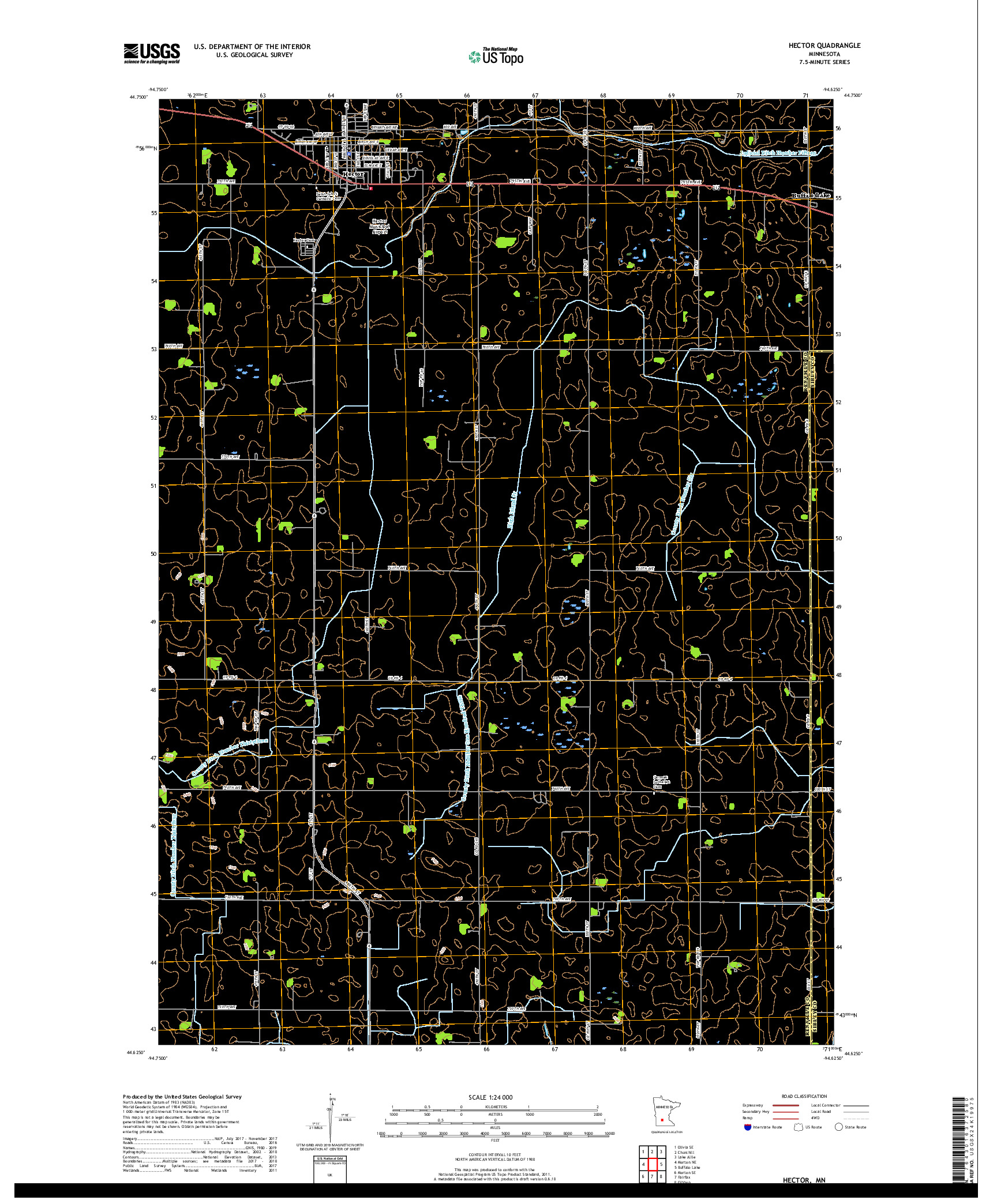 USGS US TOPO 7.5-MINUTE MAP FOR HECTOR, MN 2019