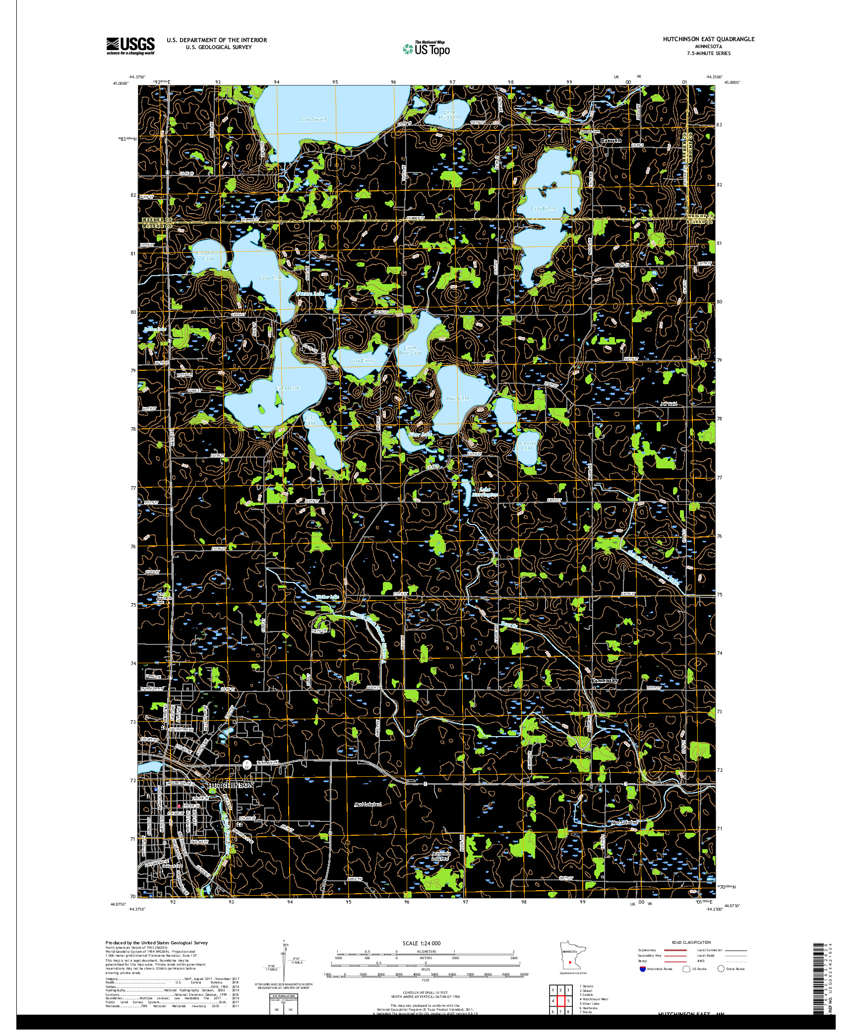 USGS US TOPO 7.5-MINUTE MAP FOR HUTCHINSON EAST, MN 2019