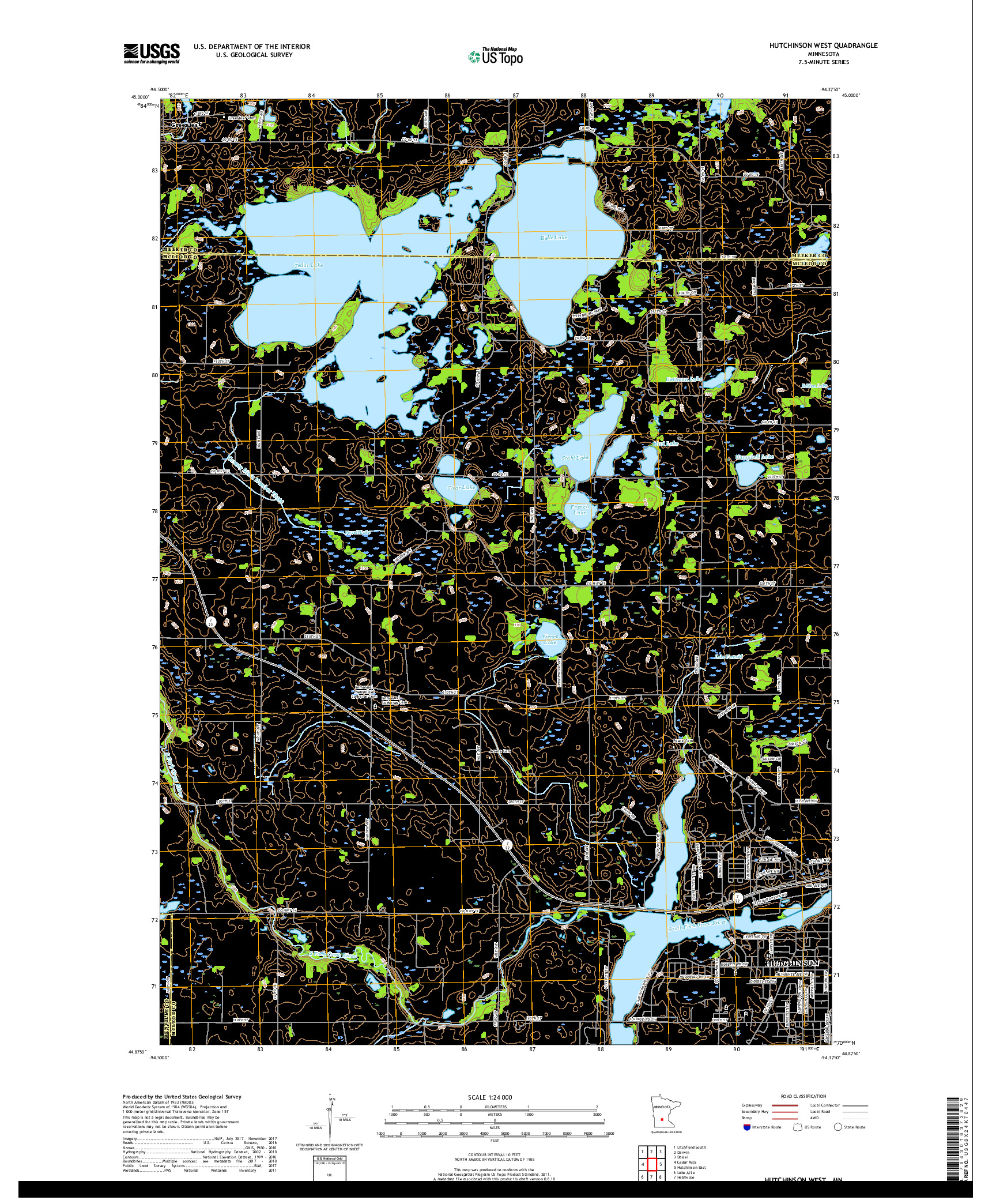 USGS US TOPO 7.5-MINUTE MAP FOR HUTCHINSON WEST, MN 2019