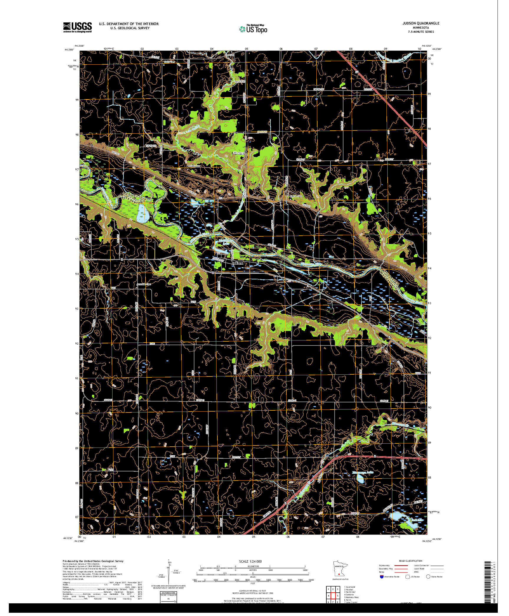 USGS US TOPO 7.5-MINUTE MAP FOR JUDSON, MN 2019