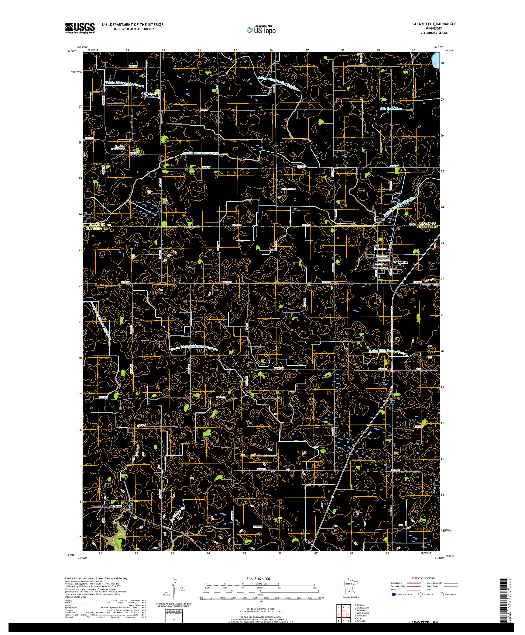 USGS US TOPO 7.5-MINUTE MAP FOR LAFAYETTE, MN 2019