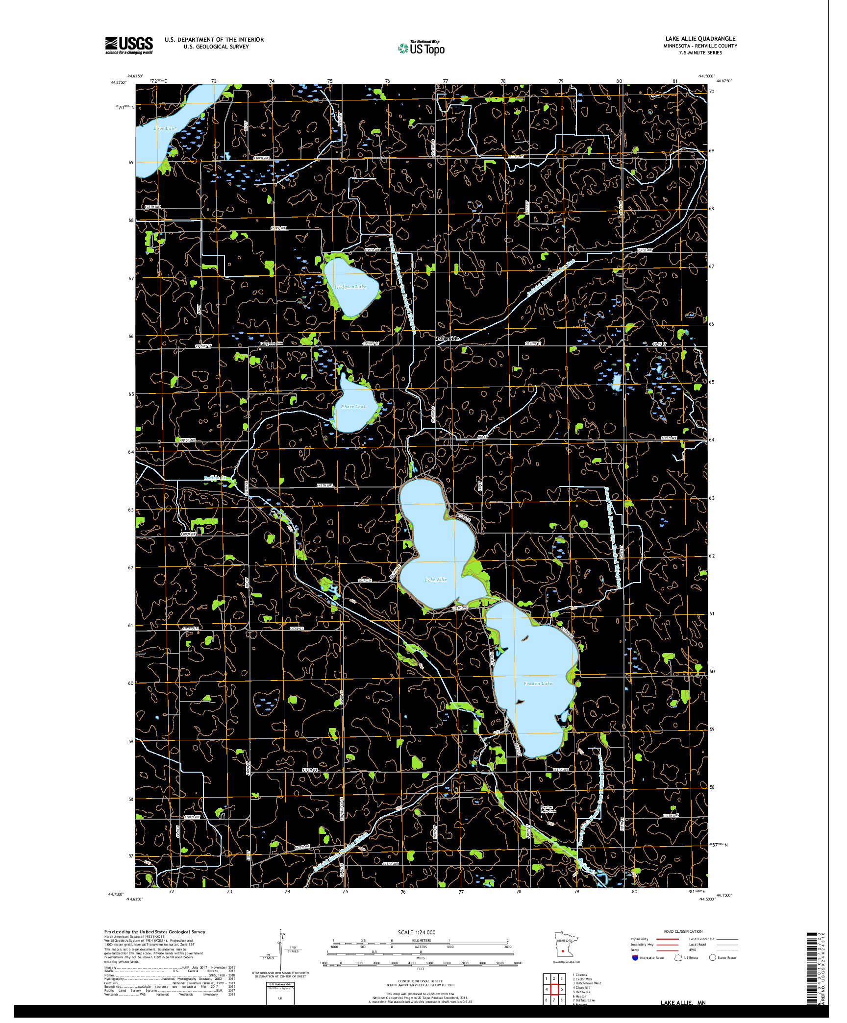 USGS US TOPO 7.5-MINUTE MAP FOR LAKE ALLIE, MN 2019