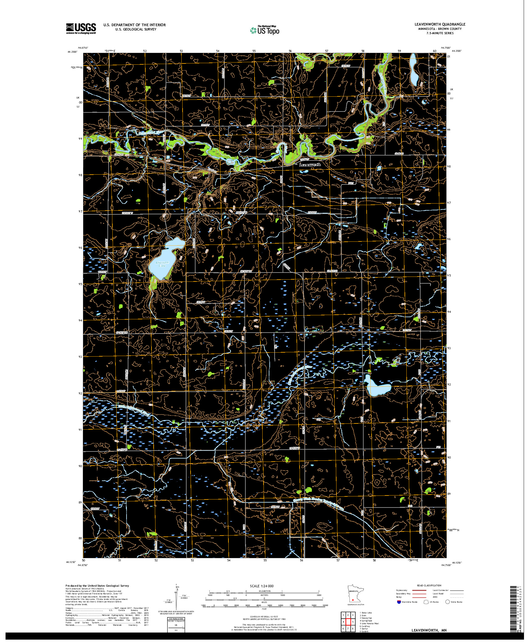USGS US TOPO 7.5-MINUTE MAP FOR LEAVENWORTH, MN 2019