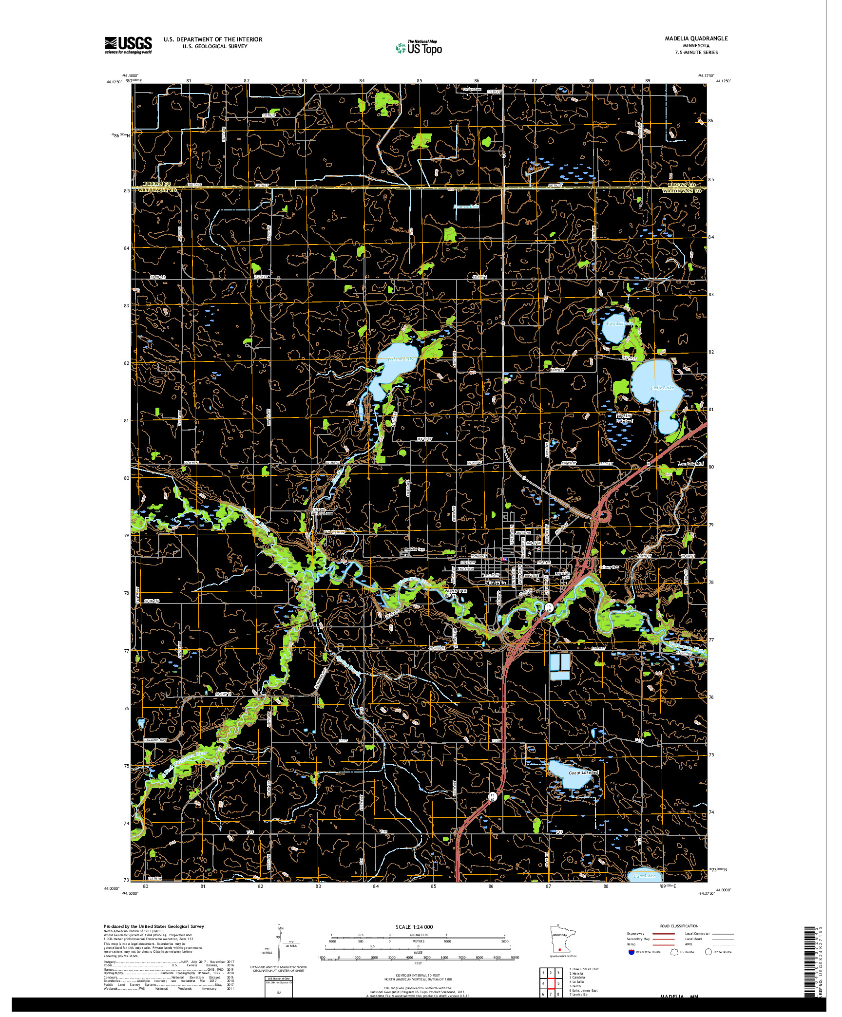 USGS US TOPO 7.5-MINUTE MAP FOR MADELIA, MN 2019