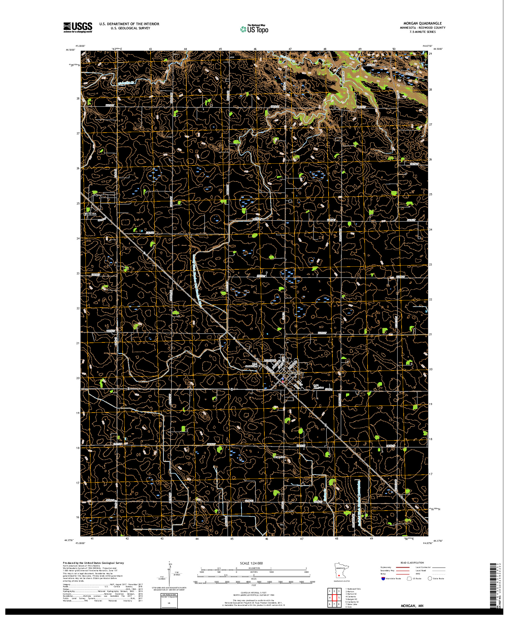 USGS US TOPO 7.5-MINUTE MAP FOR MORGAN, MN 2019