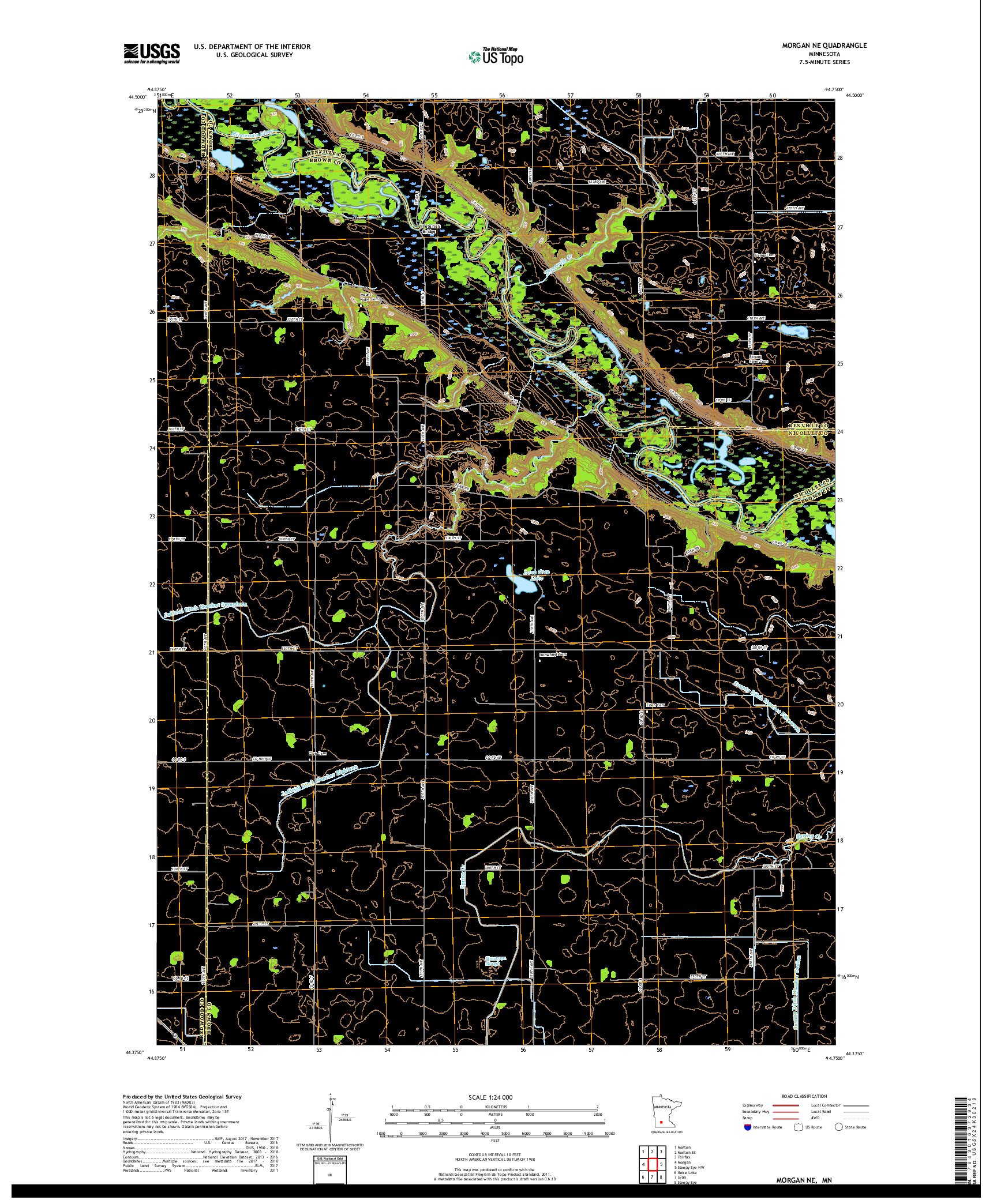 USGS US TOPO 7.5-MINUTE MAP FOR MORGAN NE, MN 2019