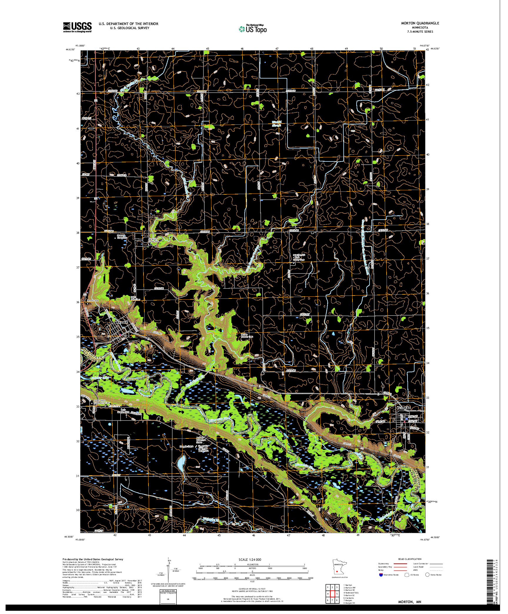 USGS US TOPO 7.5-MINUTE MAP FOR MORTON, MN 2019