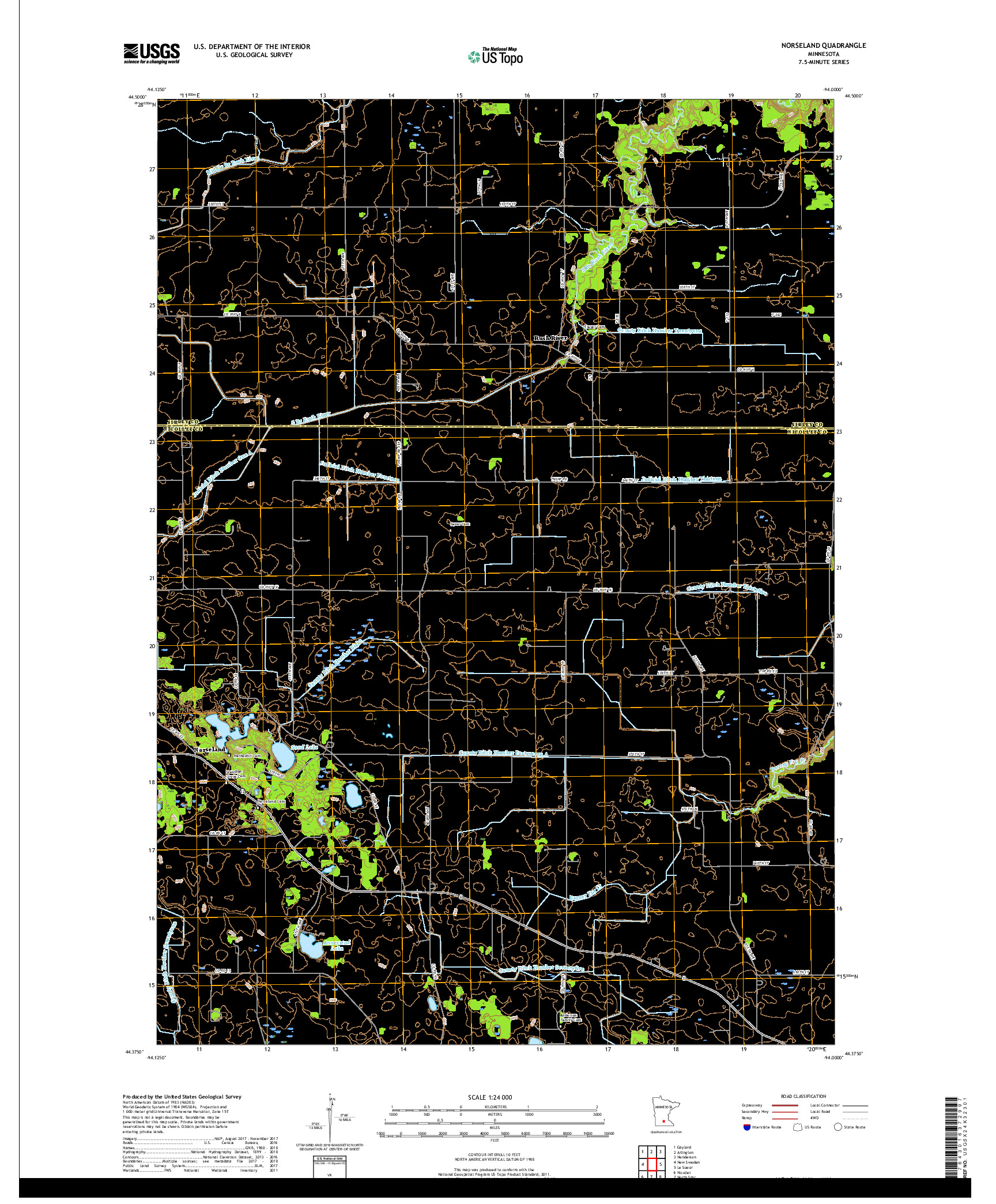 USGS US TOPO 7.5-MINUTE MAP FOR NORSELAND, MN 2019