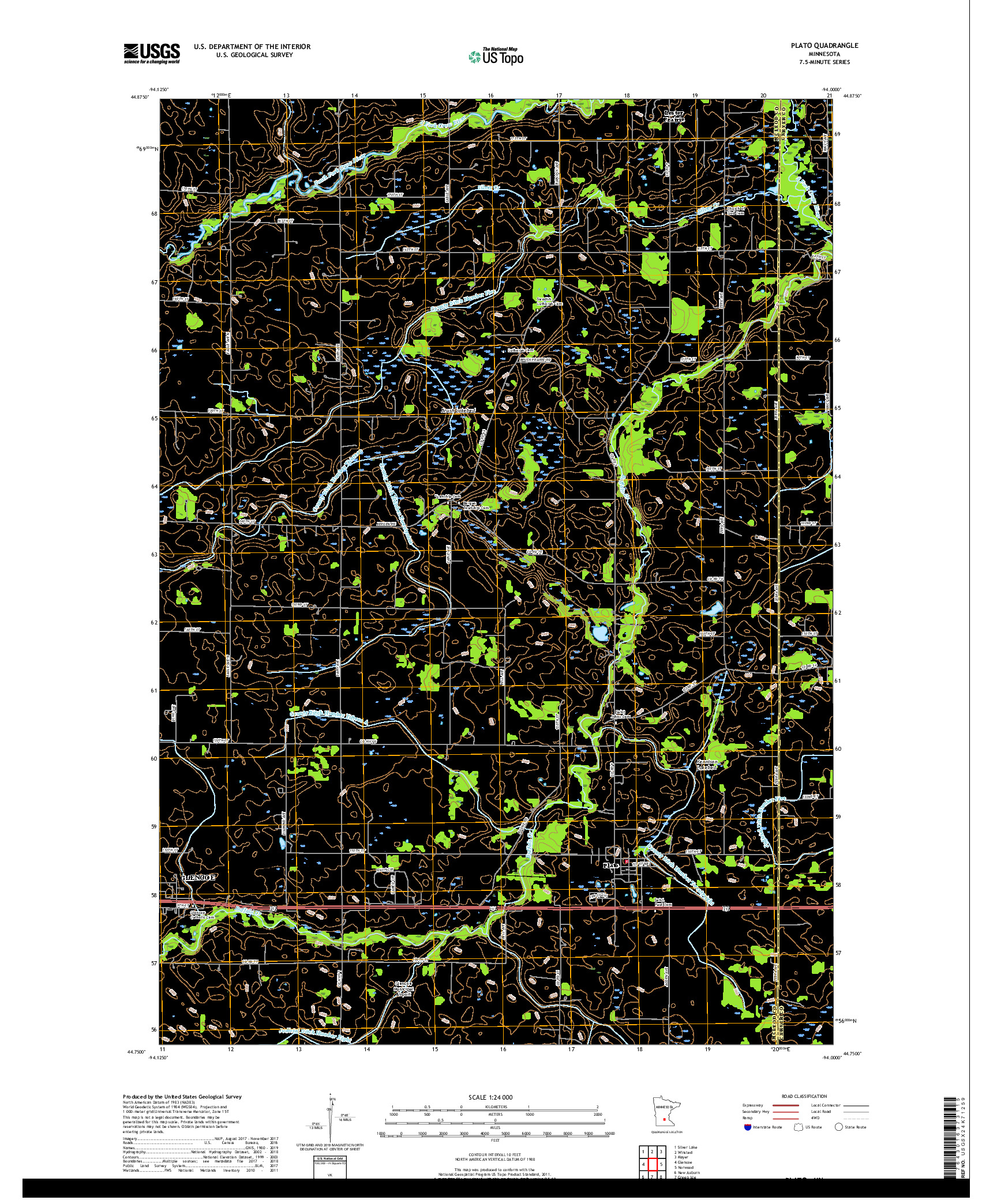 USGS US TOPO 7.5-MINUTE MAP FOR PLATO, MN 2019
