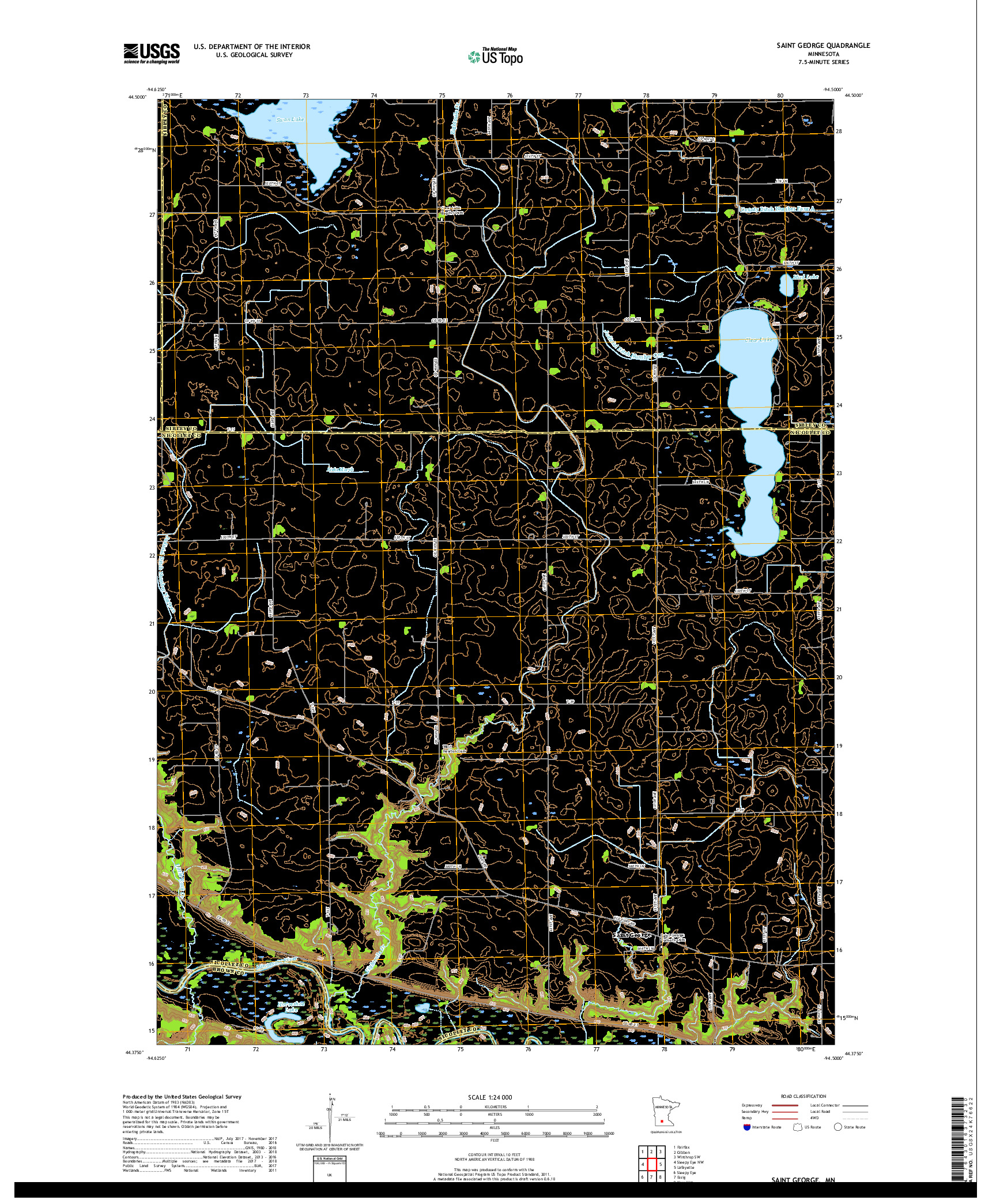 USGS US TOPO 7.5-MINUTE MAP FOR SAINT GEORGE, MN 2019