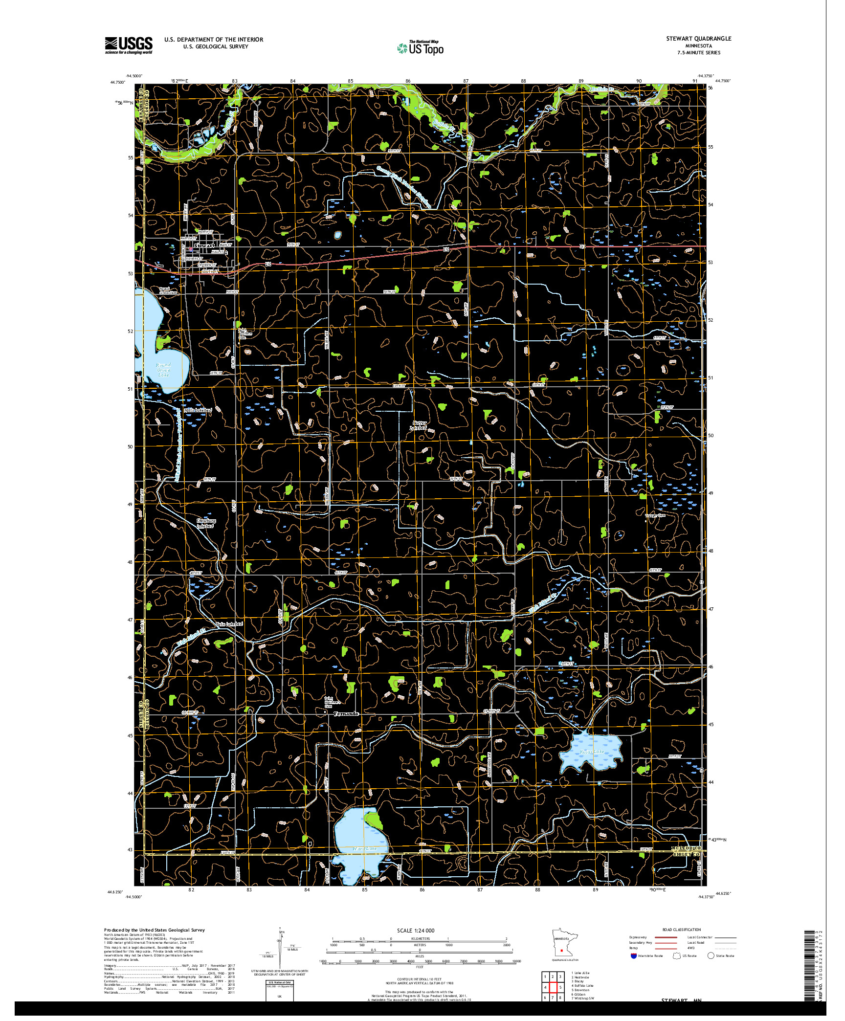 USGS US TOPO 7.5-MINUTE MAP FOR STEWART, MN 2019