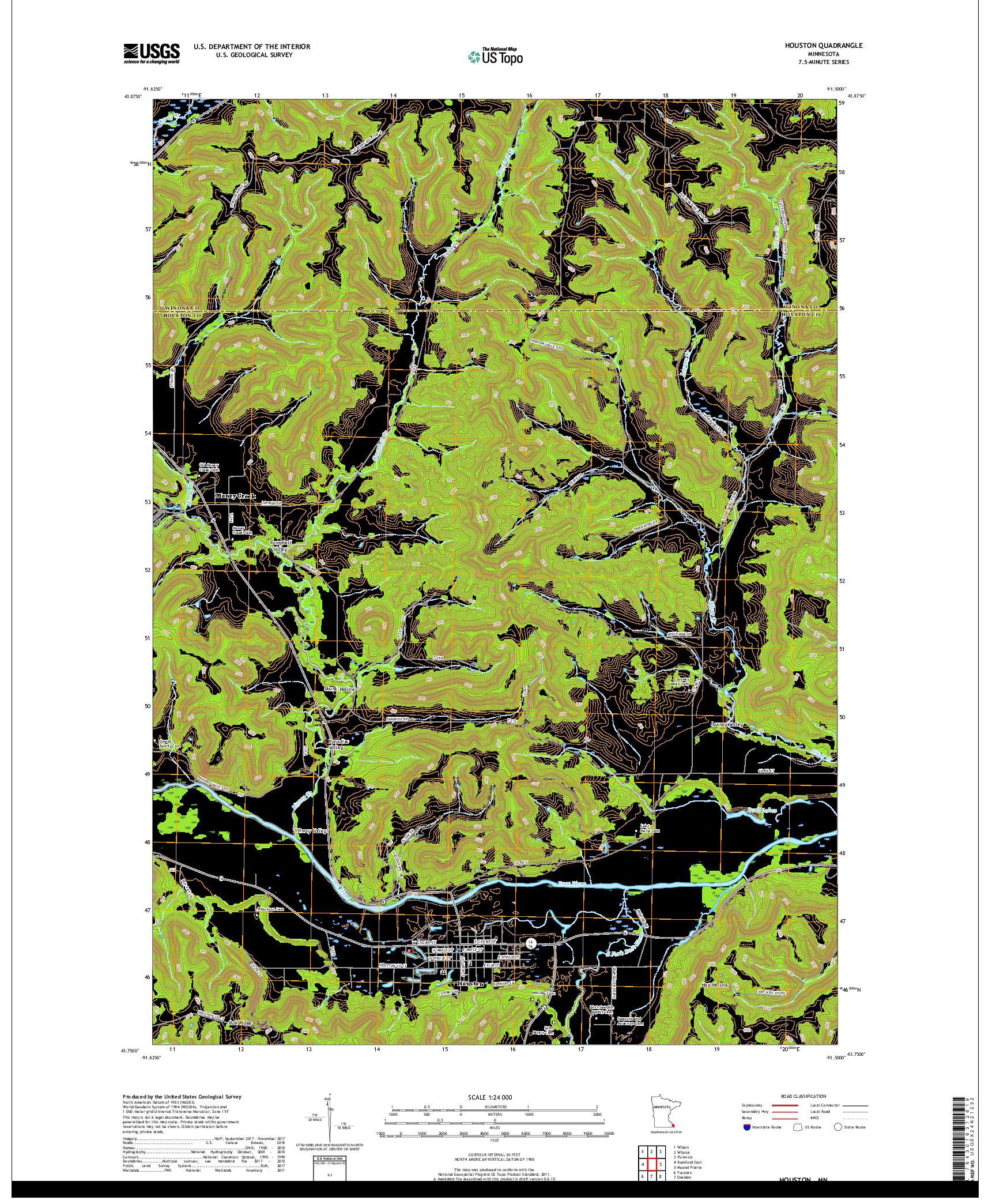 USGS US TOPO 7.5-MINUTE MAP FOR HOUSTON, MN 2019