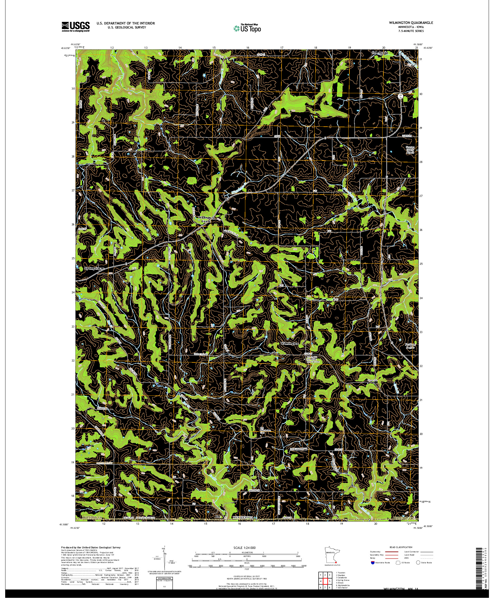 USGS US TOPO 7.5-MINUTE MAP FOR WILMINGTON, MN,IA 2019