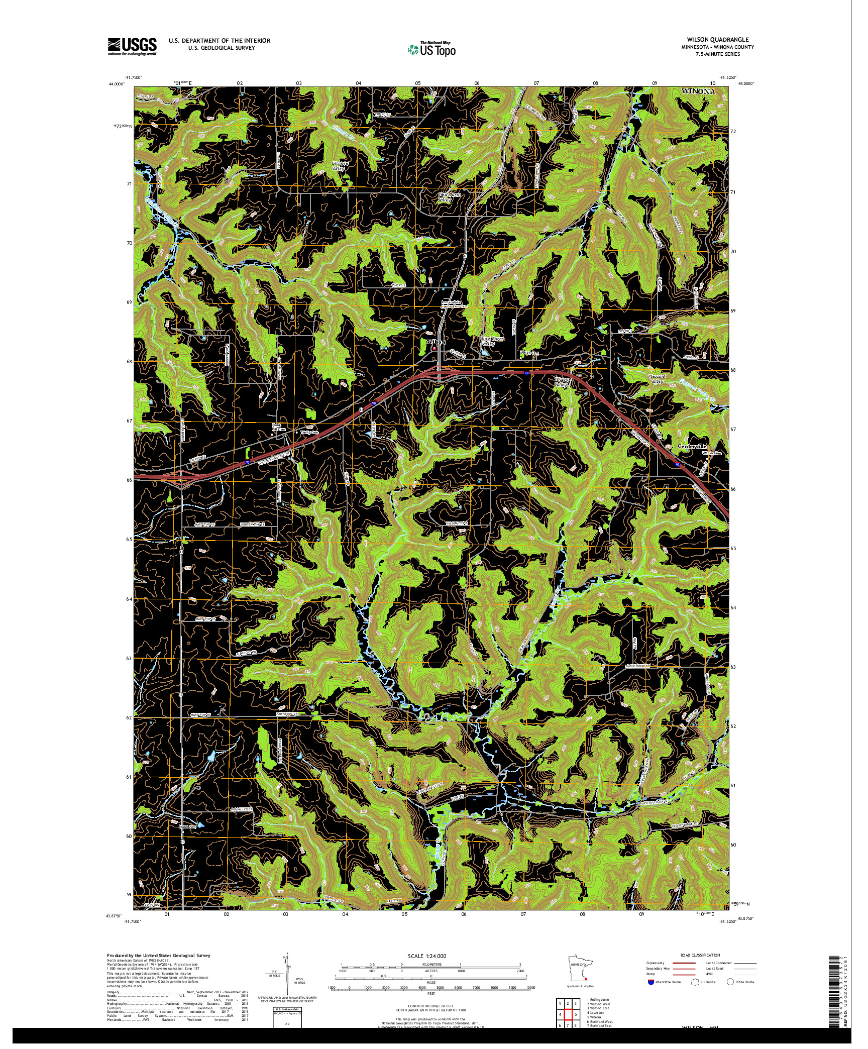 USGS US TOPO 7.5-MINUTE MAP FOR WILSON, MN 2019