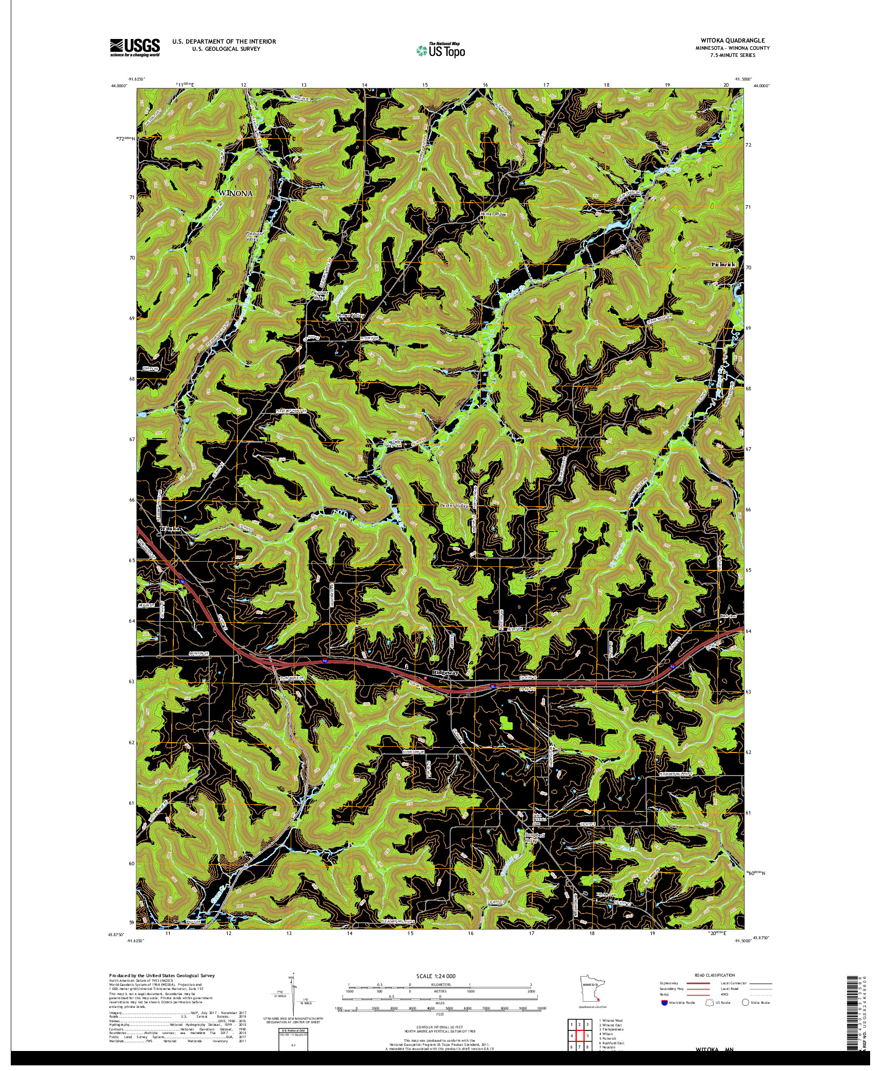 USGS US TOPO 7.5-MINUTE MAP FOR WITOKA, MN 2019
