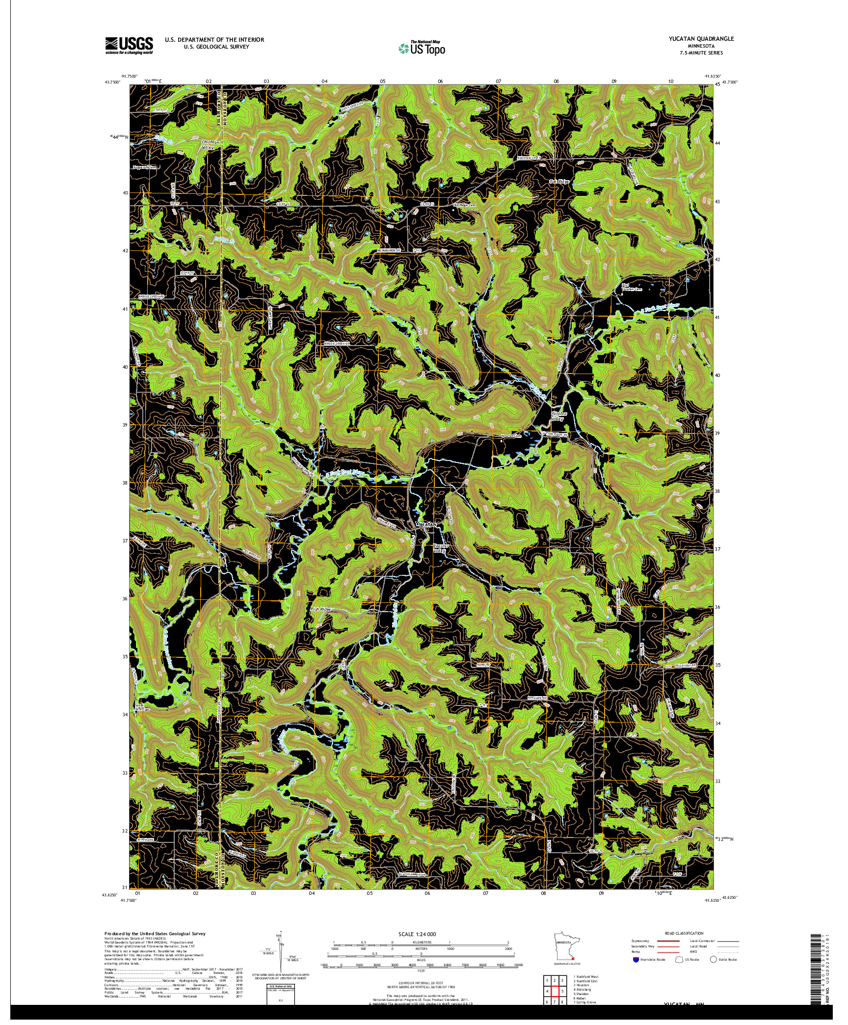 USGS US TOPO 7.5-MINUTE MAP FOR YUCATAN, MN 2019