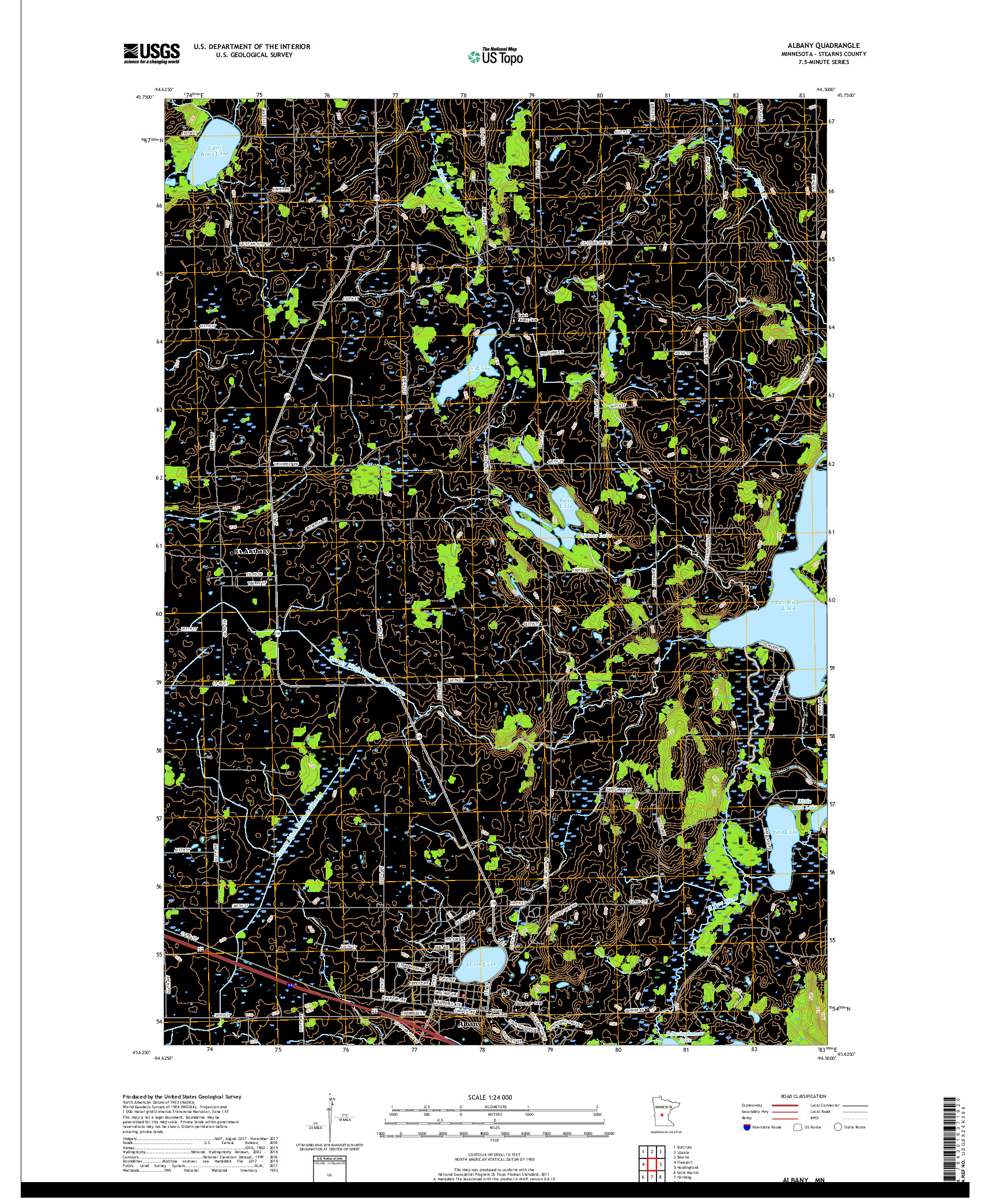 USGS US TOPO 7.5-MINUTE MAP FOR ALBANY, MN 2019