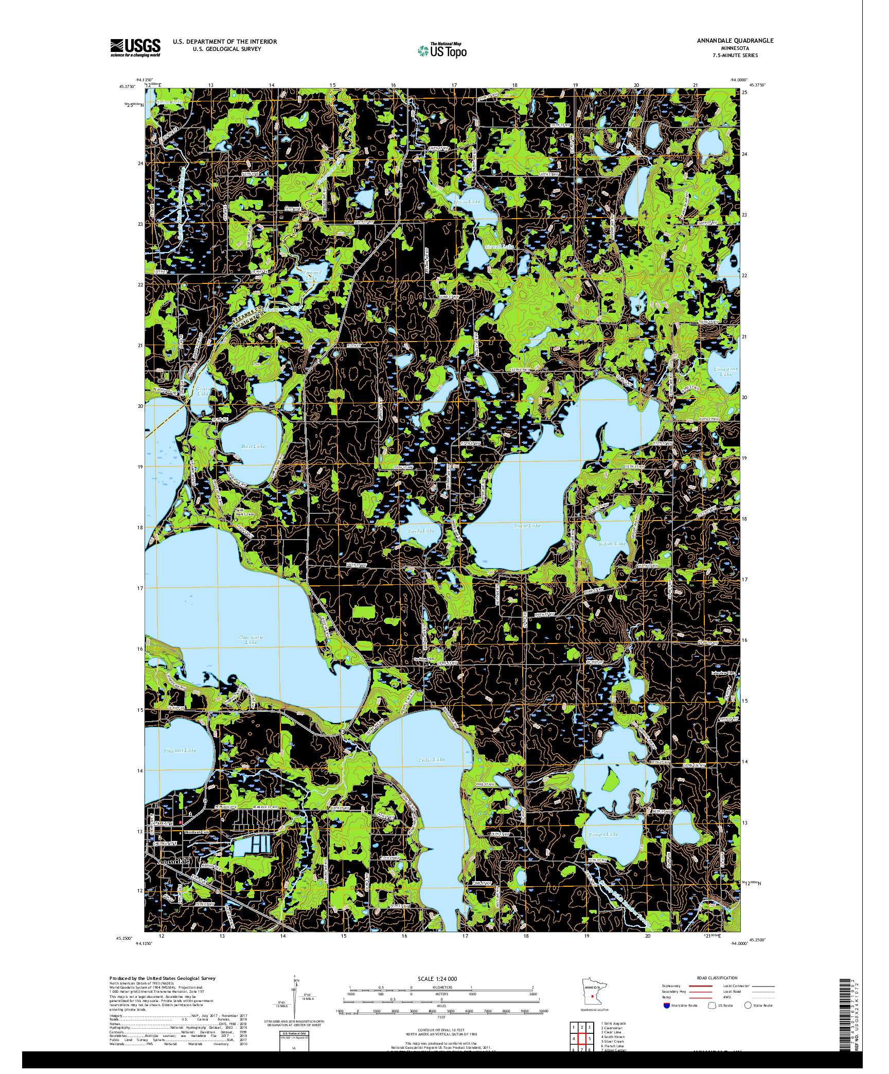 USGS US TOPO 7.5-MINUTE MAP FOR ANNANDALE, MN 2019