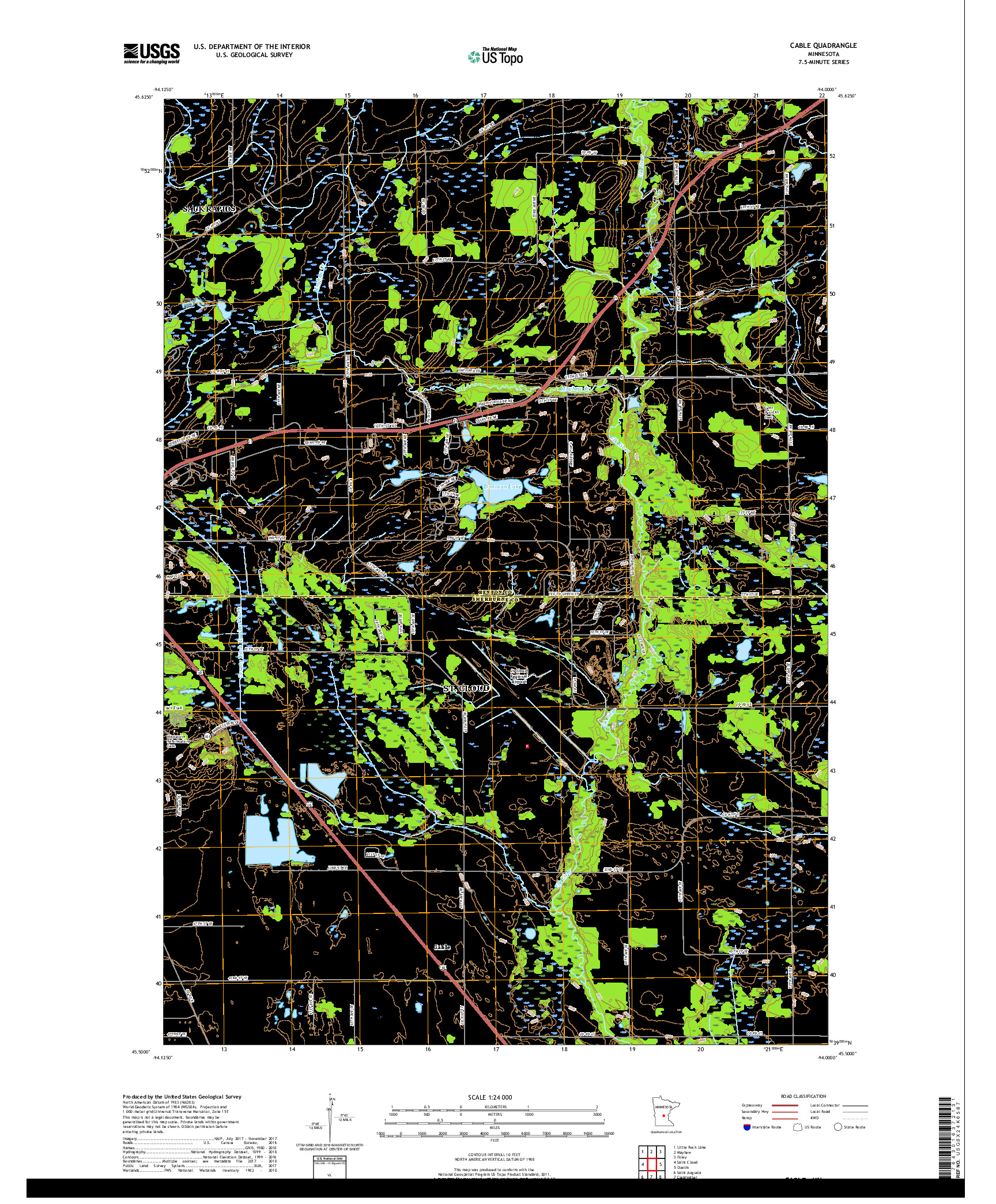 USGS US TOPO 7.5-MINUTE MAP FOR CABLE, MN 2019