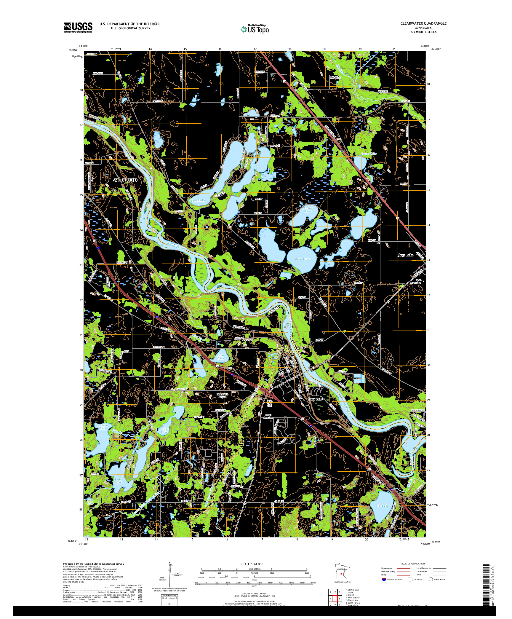 USGS US TOPO 7.5-MINUTE MAP FOR CLEARWATER, MN 2019