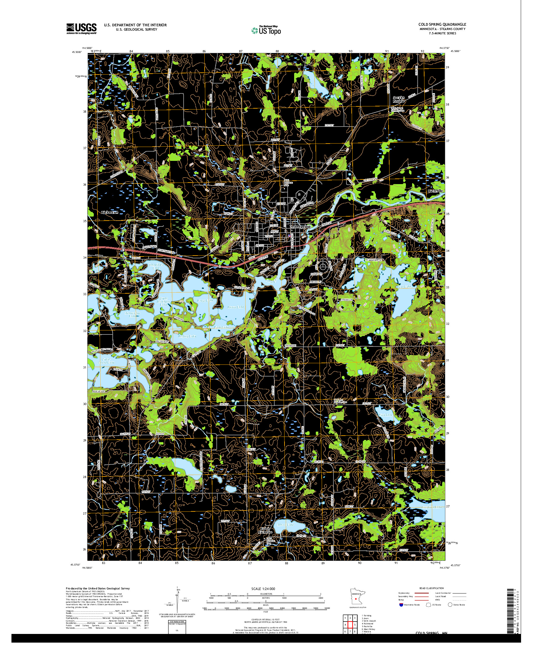 USGS US TOPO 7.5-MINUTE MAP FOR COLD SPRING, MN 2019