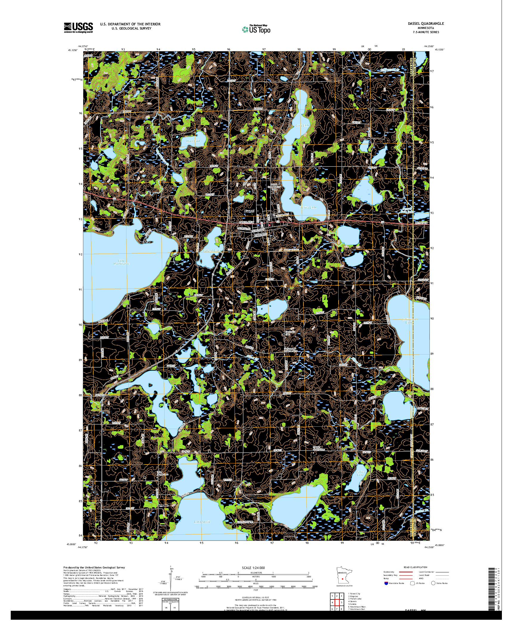 USGS US TOPO 7.5-MINUTE MAP FOR DASSEL, MN 2019