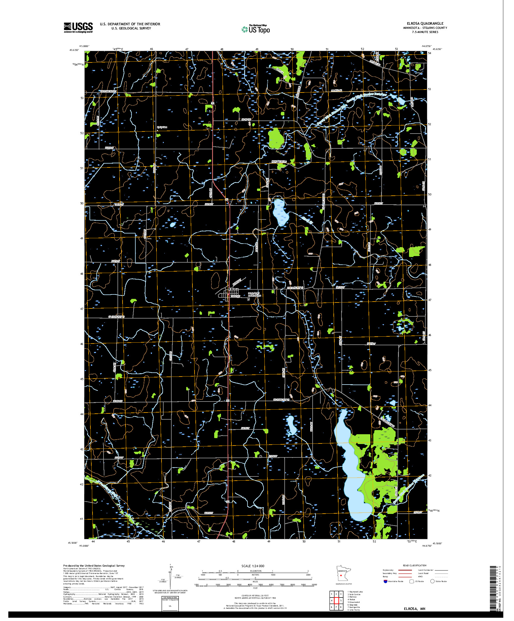 USGS US TOPO 7.5-MINUTE MAP FOR ELROSA, MN 2019