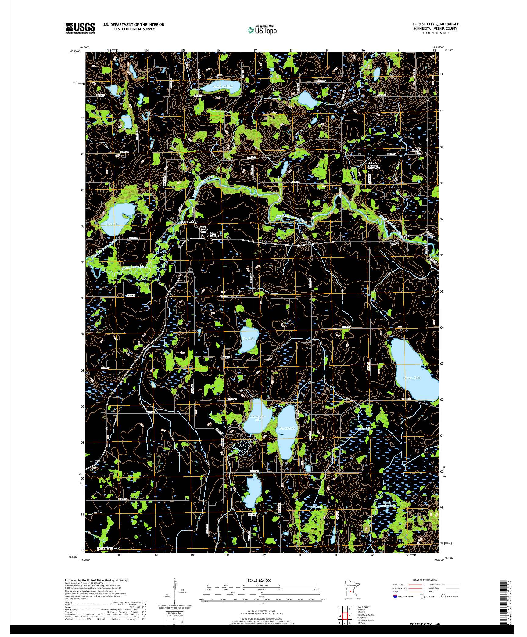 USGS US TOPO 7.5-MINUTE MAP FOR FOREST CITY, MN 2019