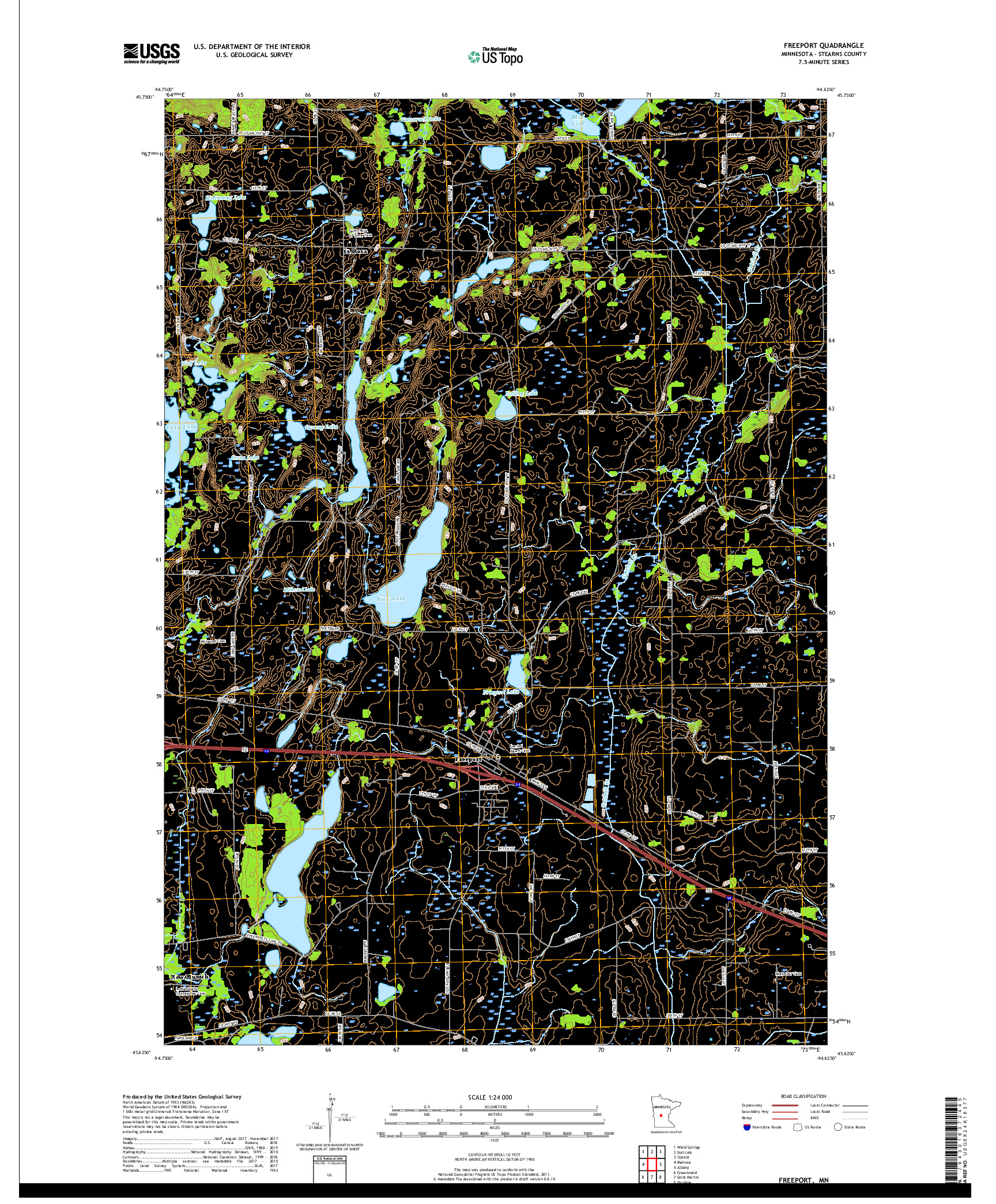 USGS US TOPO 7.5-MINUTE MAP FOR FREEPORT, MN 2019
