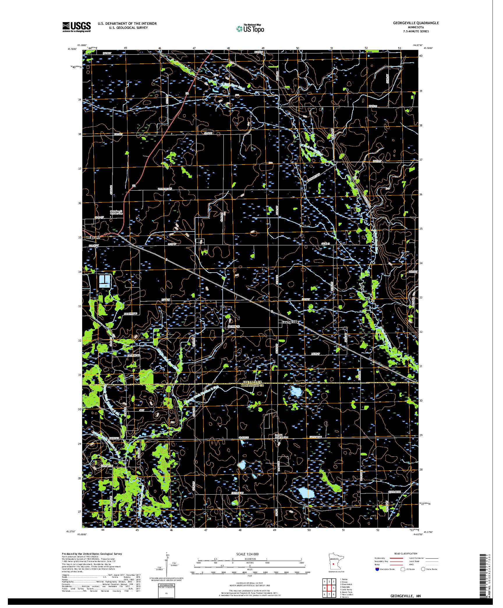 USGS US TOPO 7.5-MINUTE MAP FOR GEORGEVILLE, MN 2019