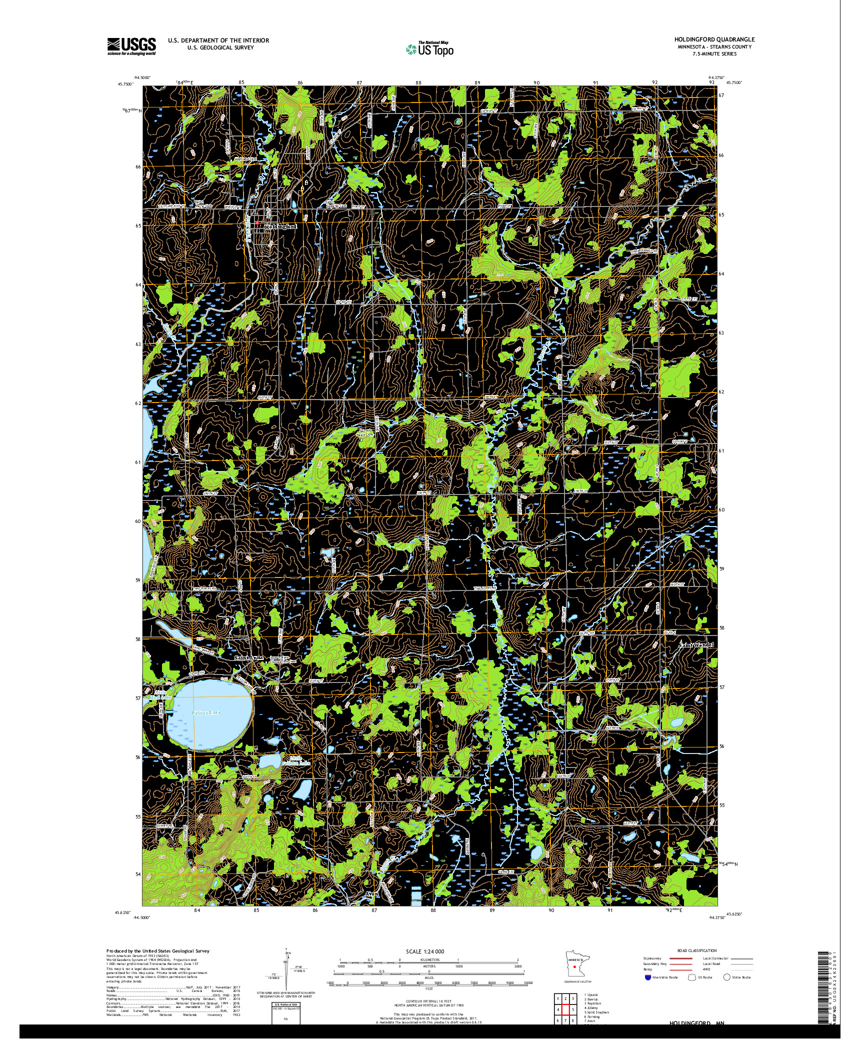 USGS US TOPO 7.5-MINUTE MAP FOR HOLDINGFORD, MN 2019