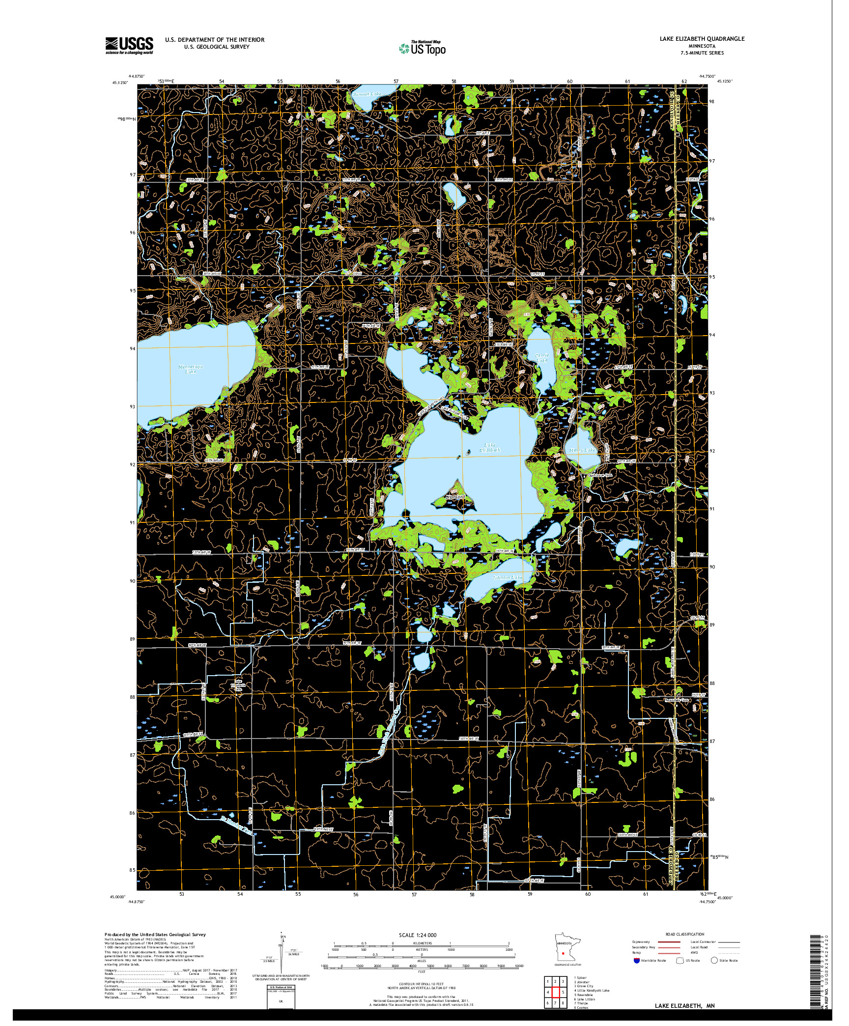 USGS US TOPO 7.5-MINUTE MAP FOR LAKE ELIZABETH, MN 2019