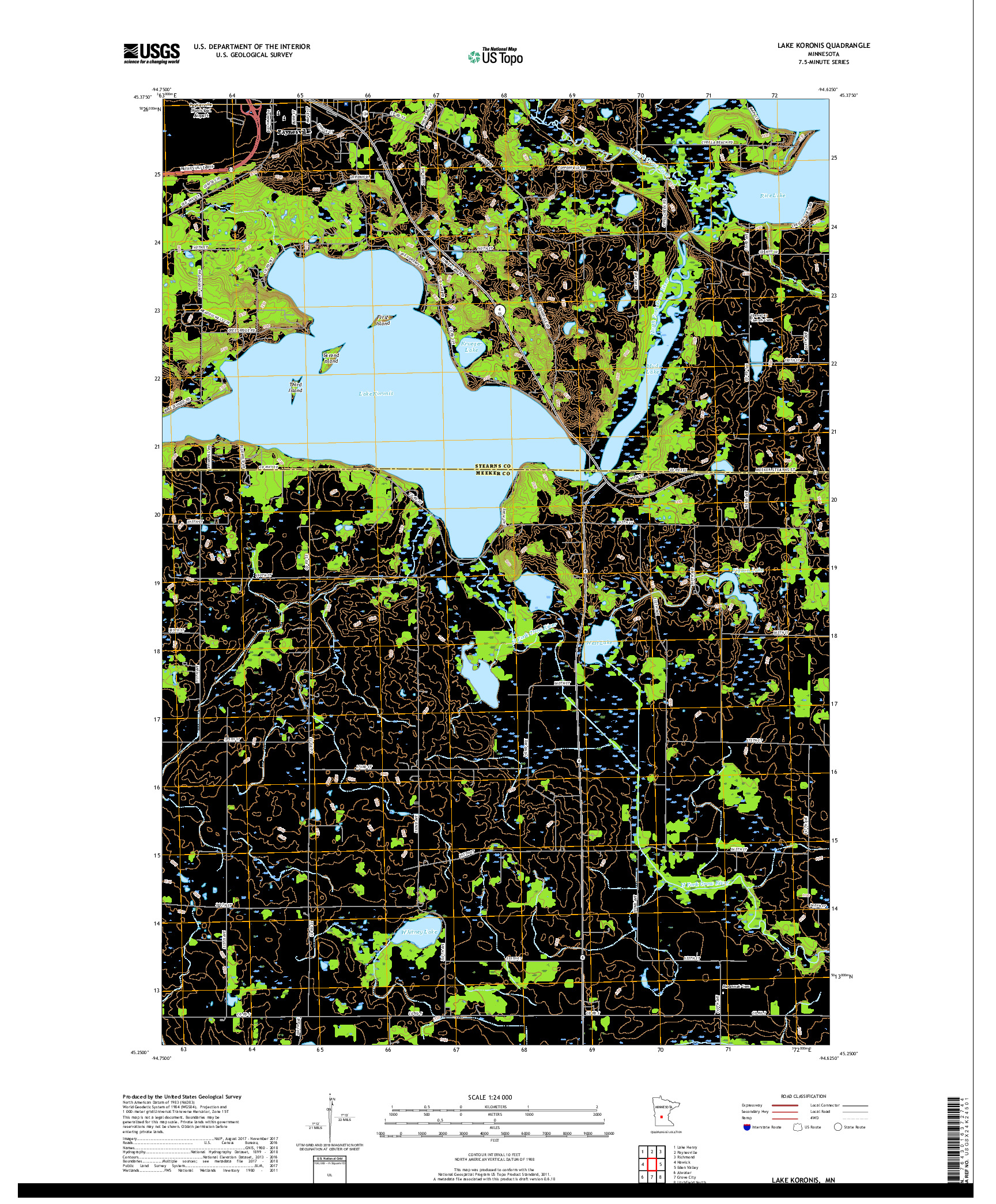 USGS US TOPO 7.5-MINUTE MAP FOR LAKE KORONIS, MN 2019