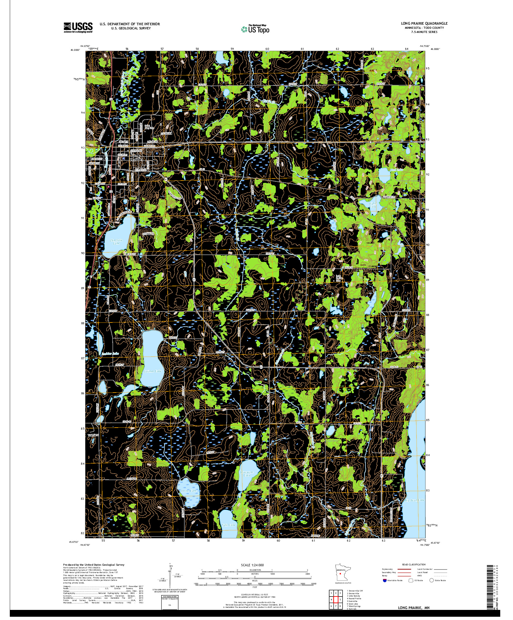 USGS US TOPO 7.5-MINUTE MAP FOR LONG PRAIRIE, MN 2019