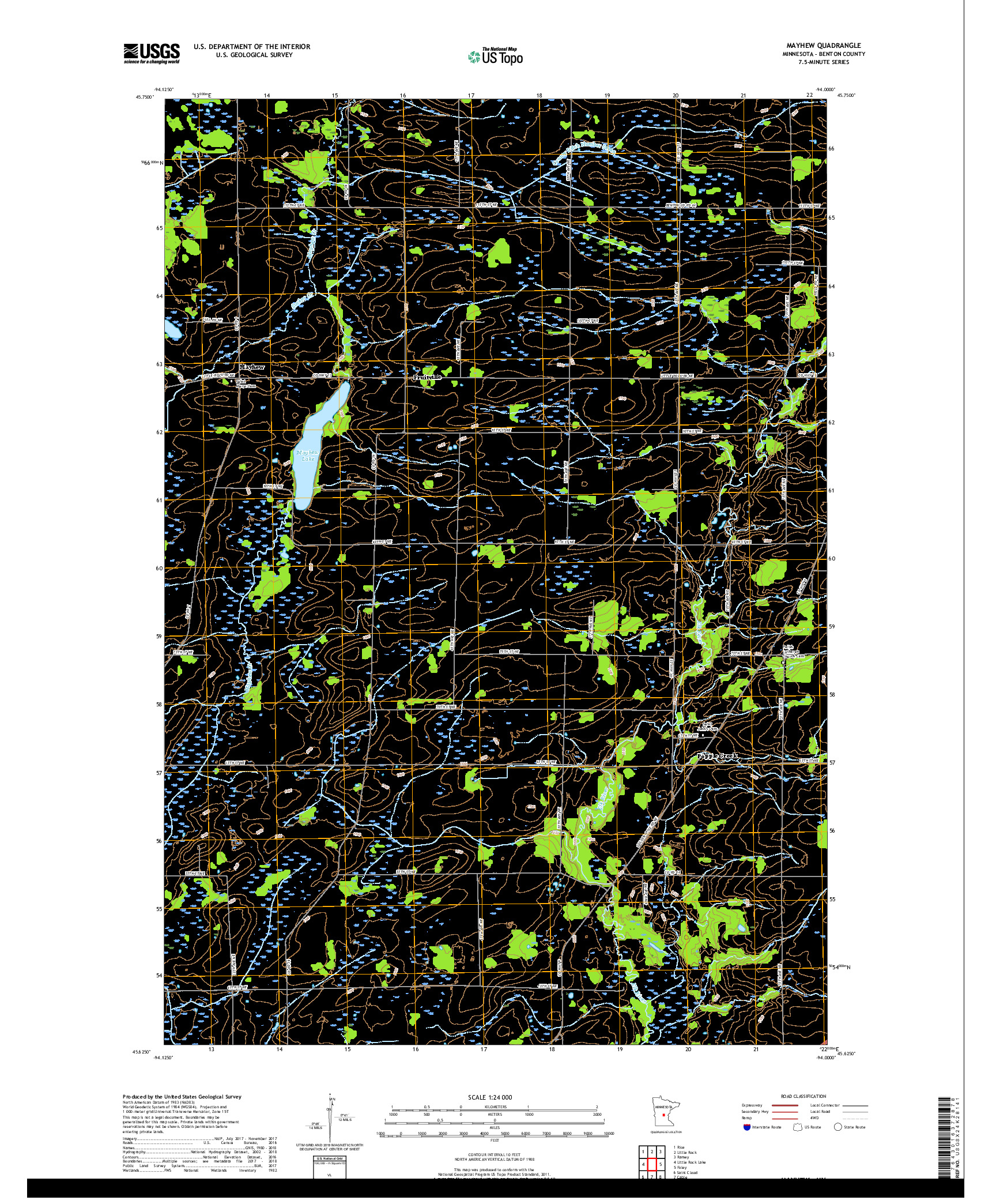 USGS US TOPO 7.5-MINUTE MAP FOR MAYHEW, MN 2019