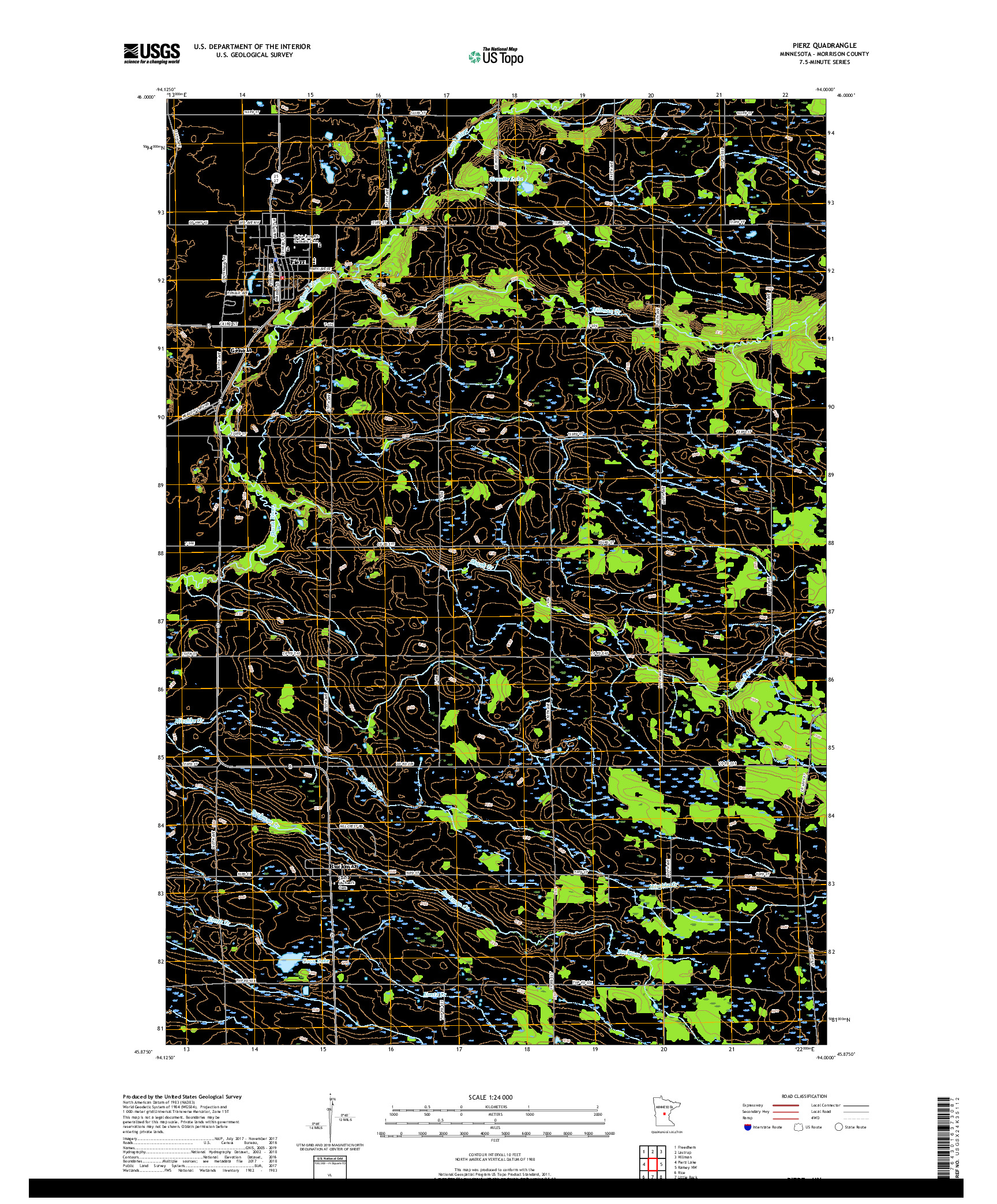 USGS US TOPO 7.5-MINUTE MAP FOR PIERZ, MN 2019