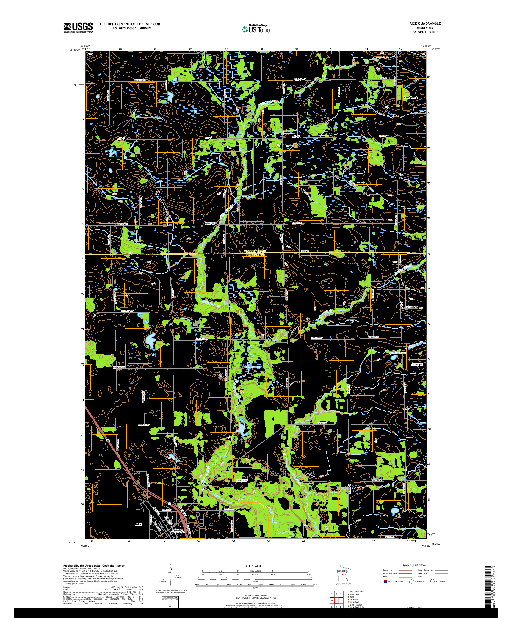 USGS US TOPO 7.5-MINUTE MAP FOR RICE, MN 2019