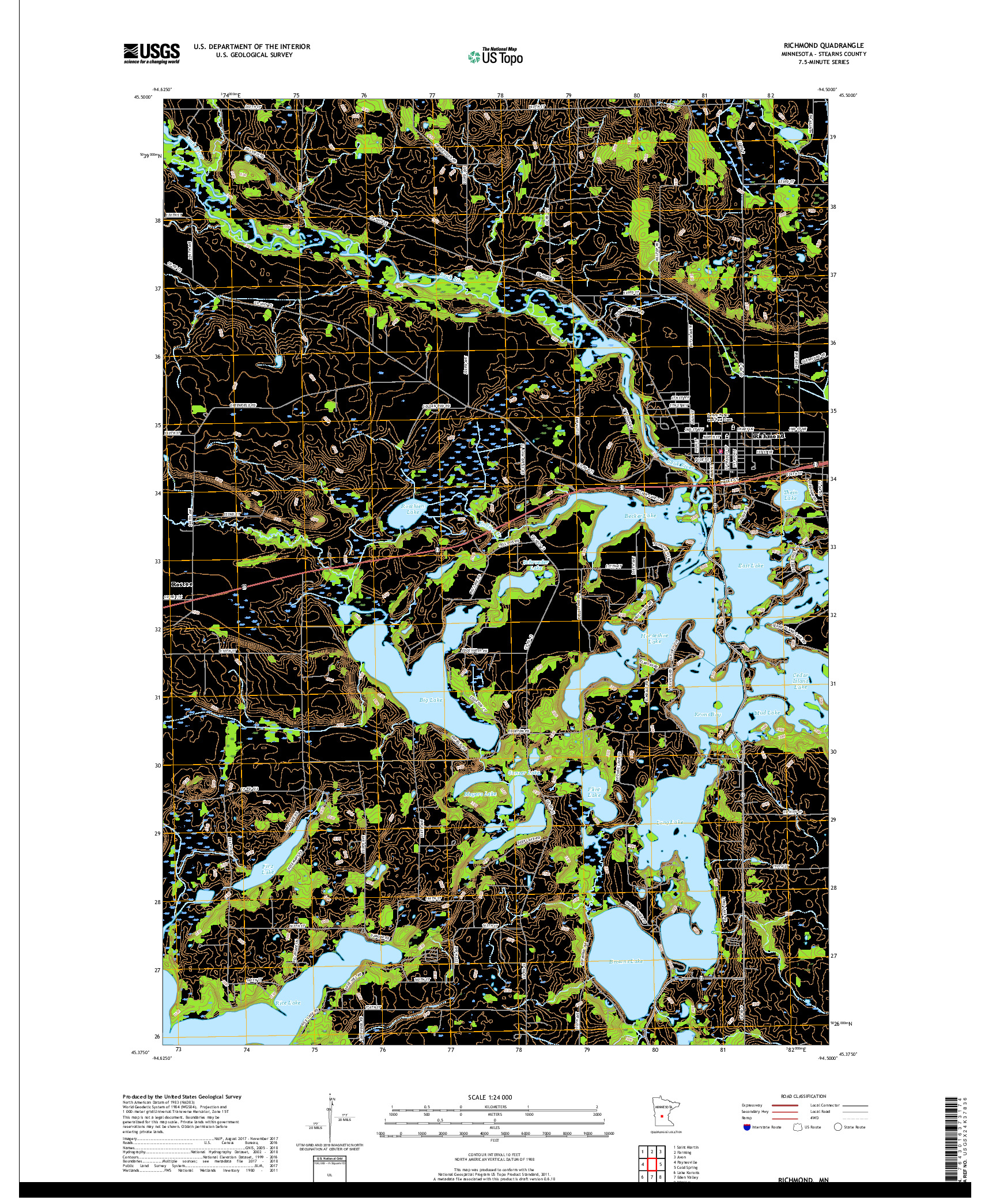 USGS US TOPO 7.5-MINUTE MAP FOR RICHMOND, MN 2019