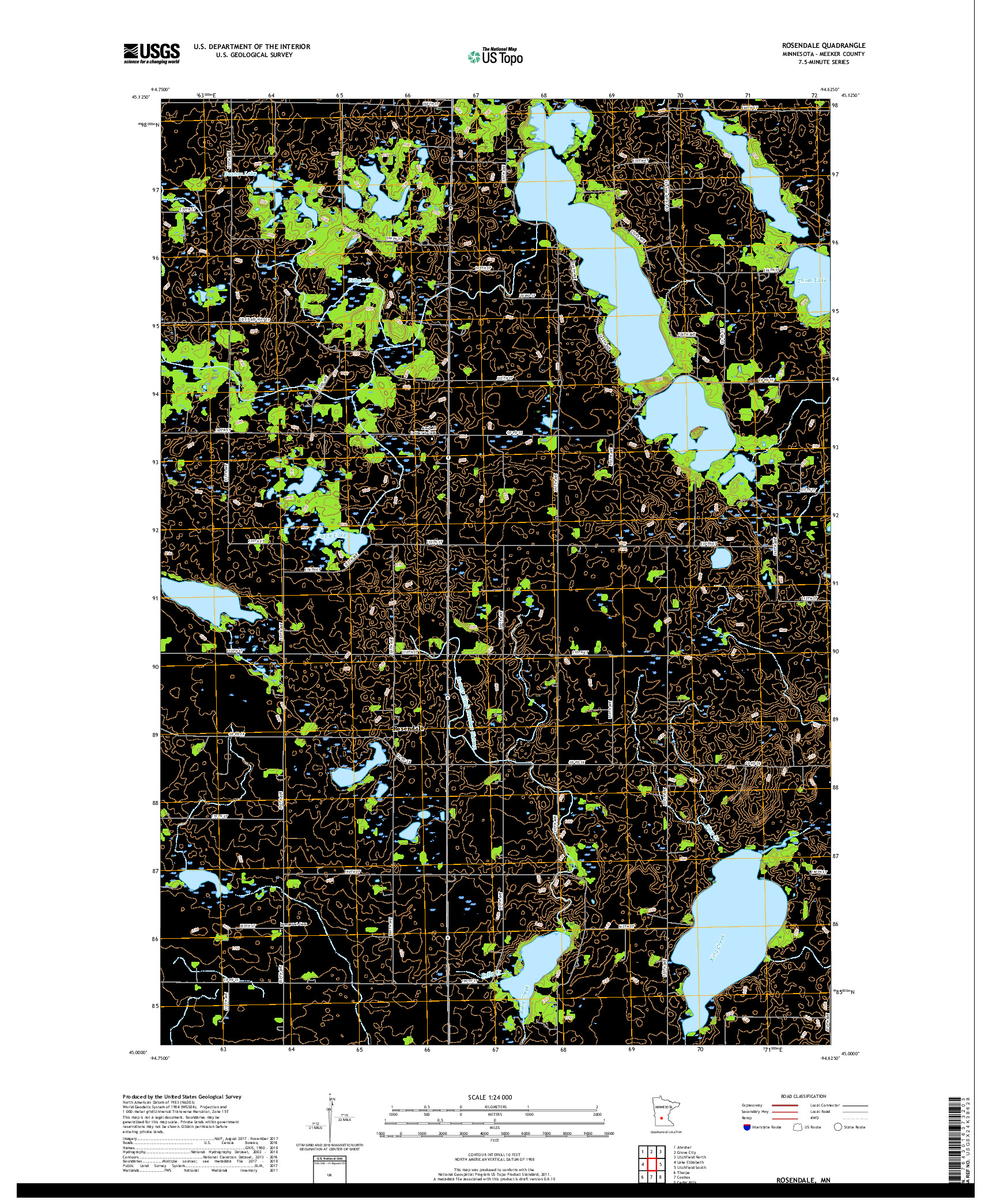 USGS US TOPO 7.5-MINUTE MAP FOR ROSENDALE, MN 2019