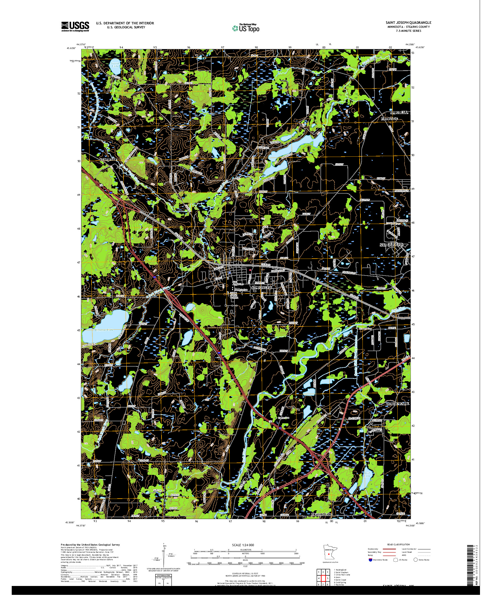 USGS US TOPO 7.5-MINUTE MAP FOR SAINT JOSEPH, MN 2019