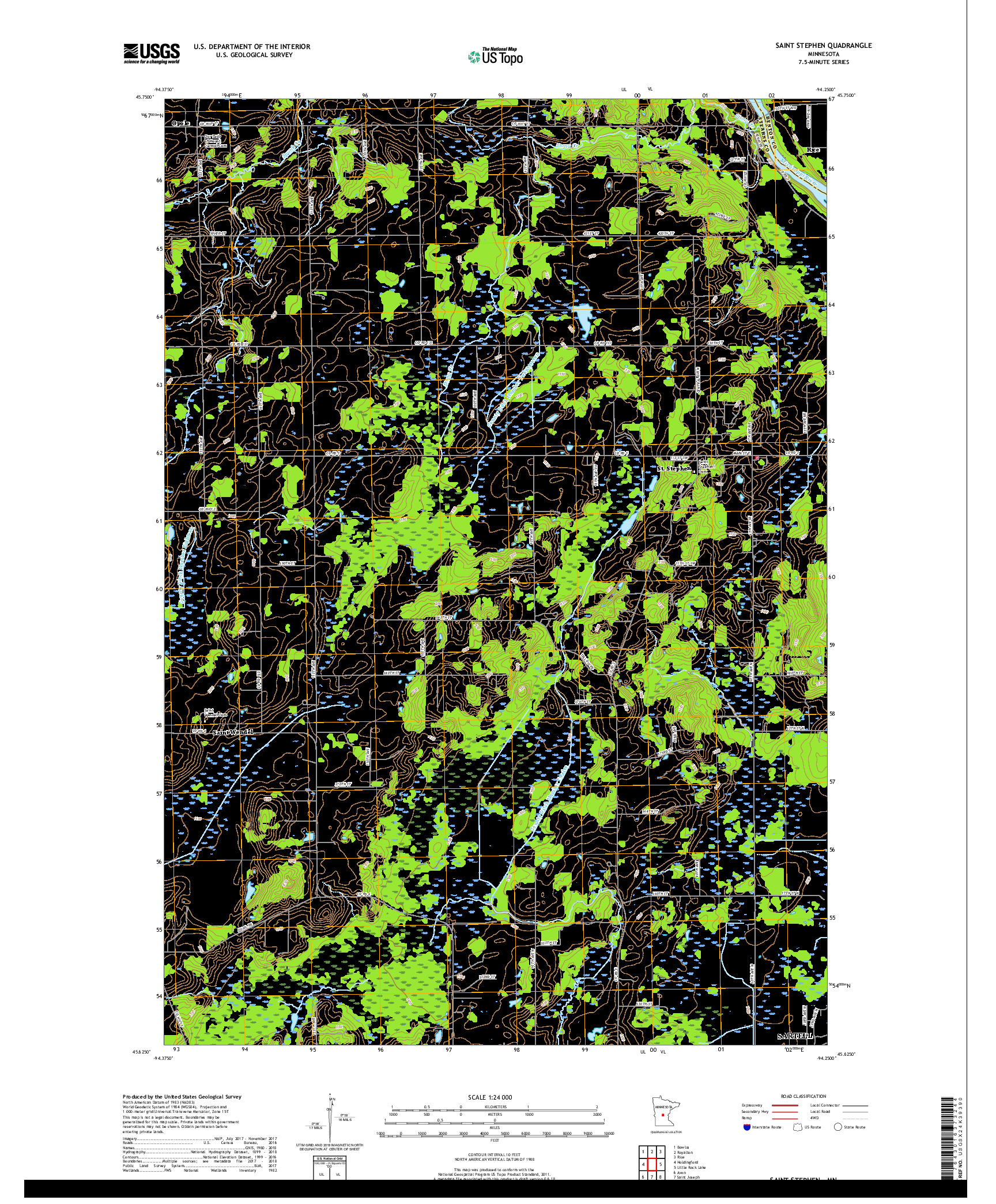 USGS US TOPO 7.5-MINUTE MAP FOR SAINT STEPHEN, MN 2019