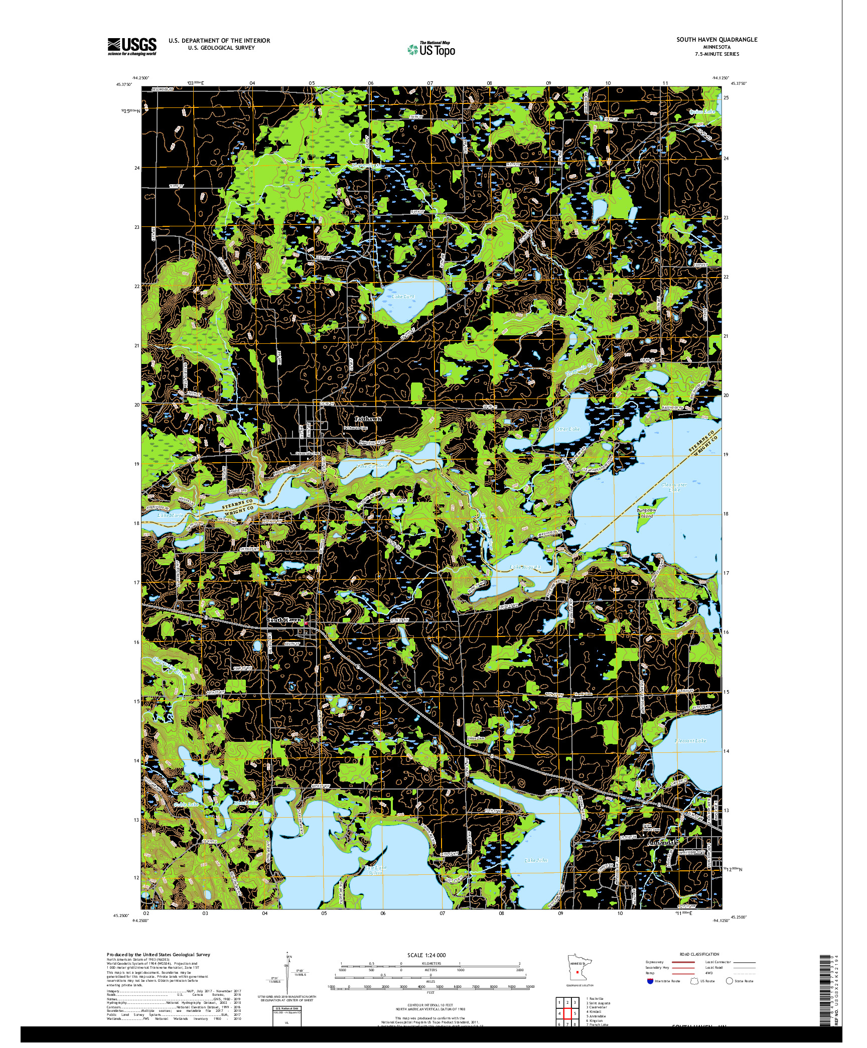 USGS US TOPO 7.5-MINUTE MAP FOR SOUTH HAVEN, MN 2019