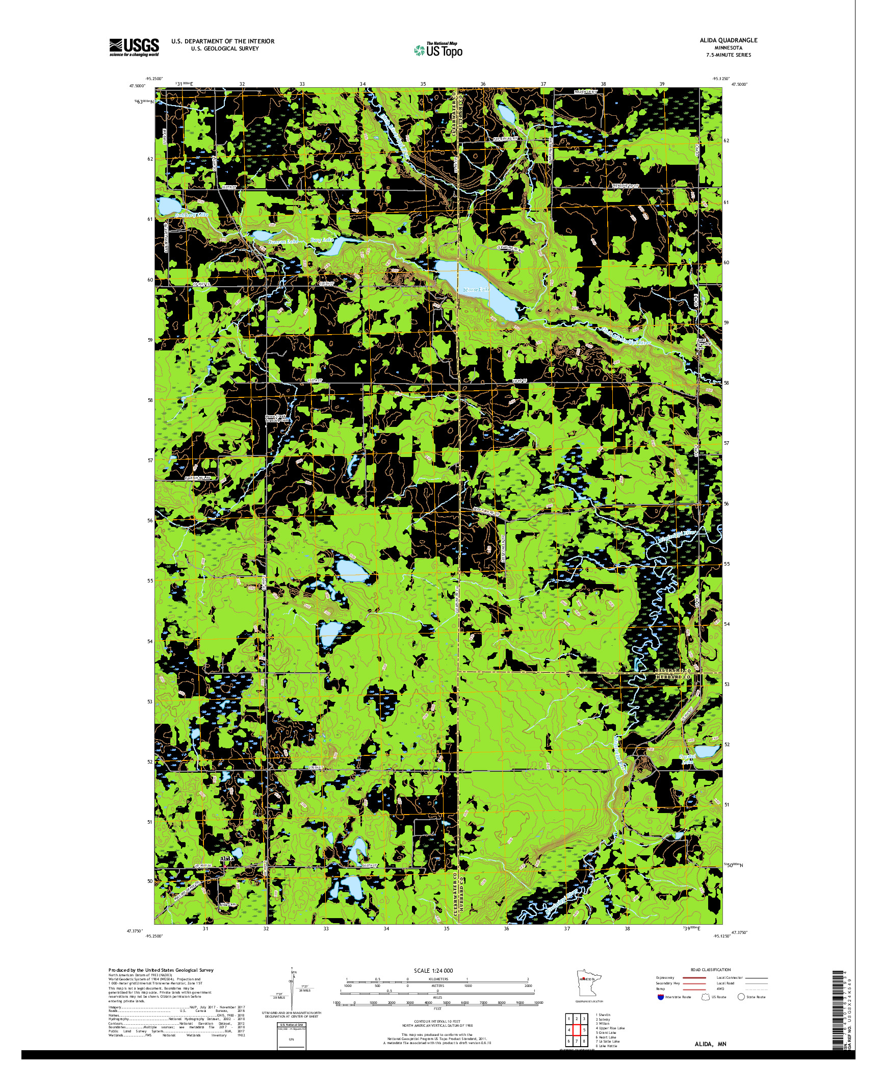 USGS US TOPO 7.5-MINUTE MAP FOR ALIDA, MN 2019