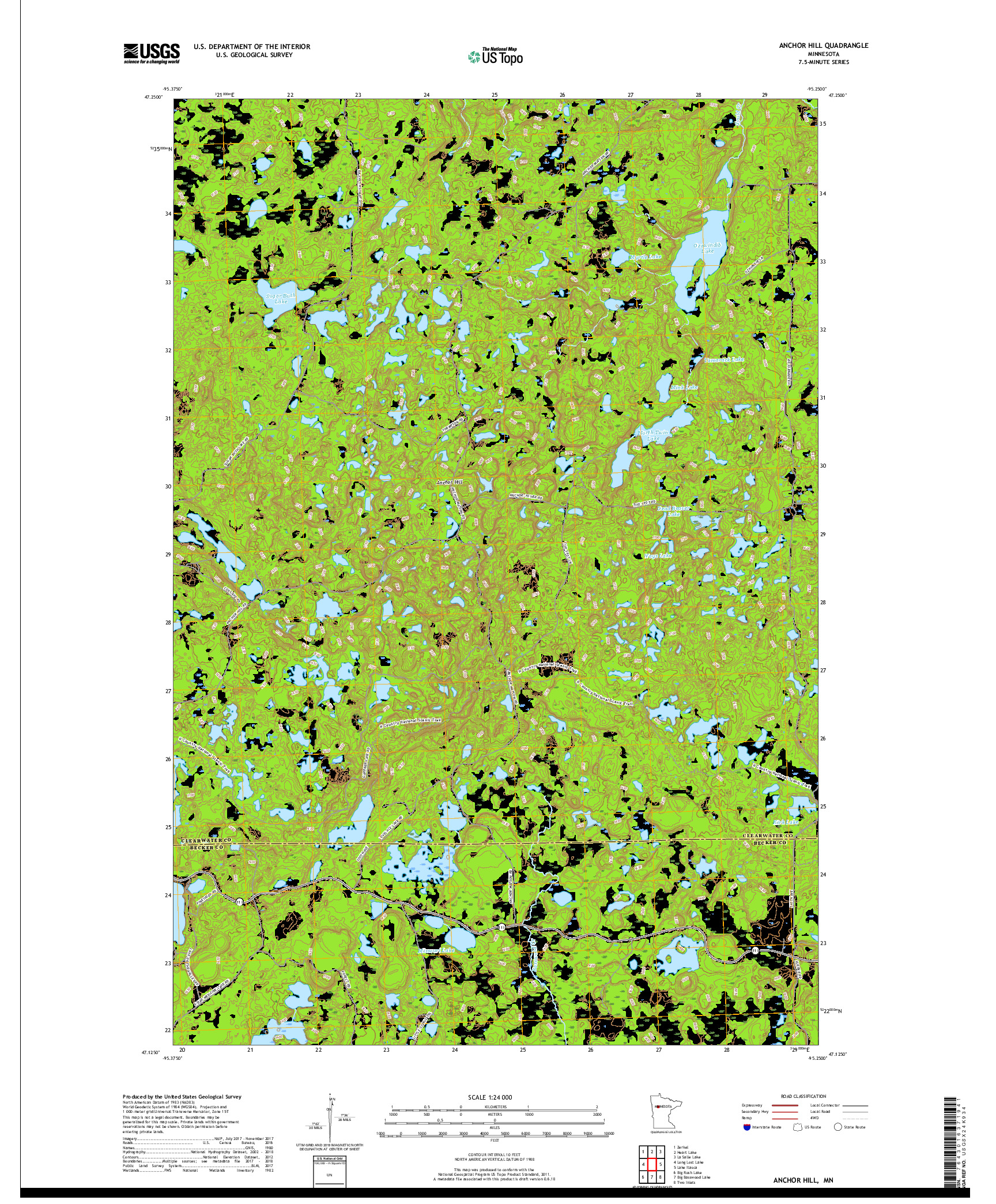 USGS US TOPO 7.5-MINUTE MAP FOR ANCHOR HILL, MN 2019