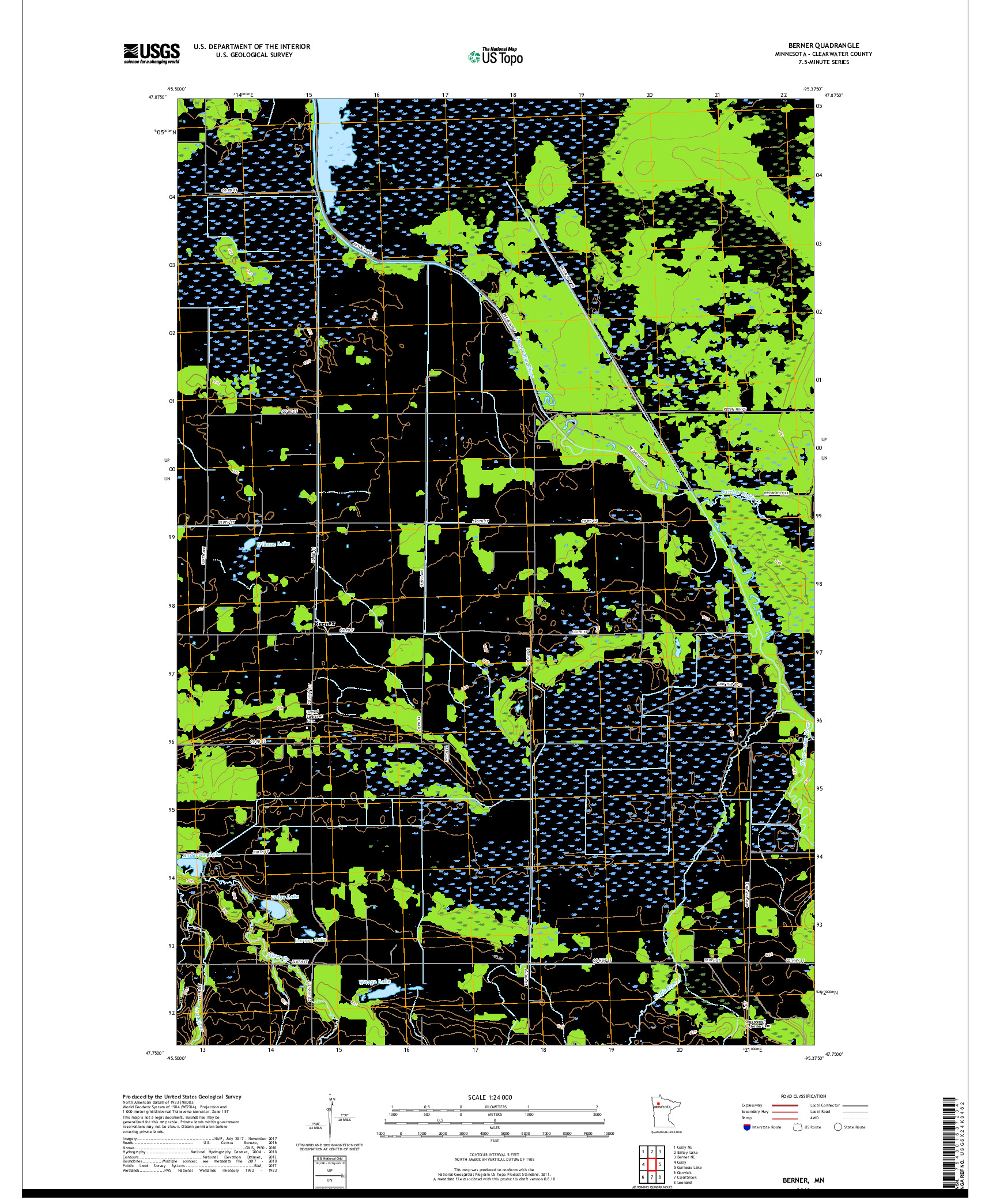 USGS US TOPO 7.5-MINUTE MAP FOR BERNER, MN 2019